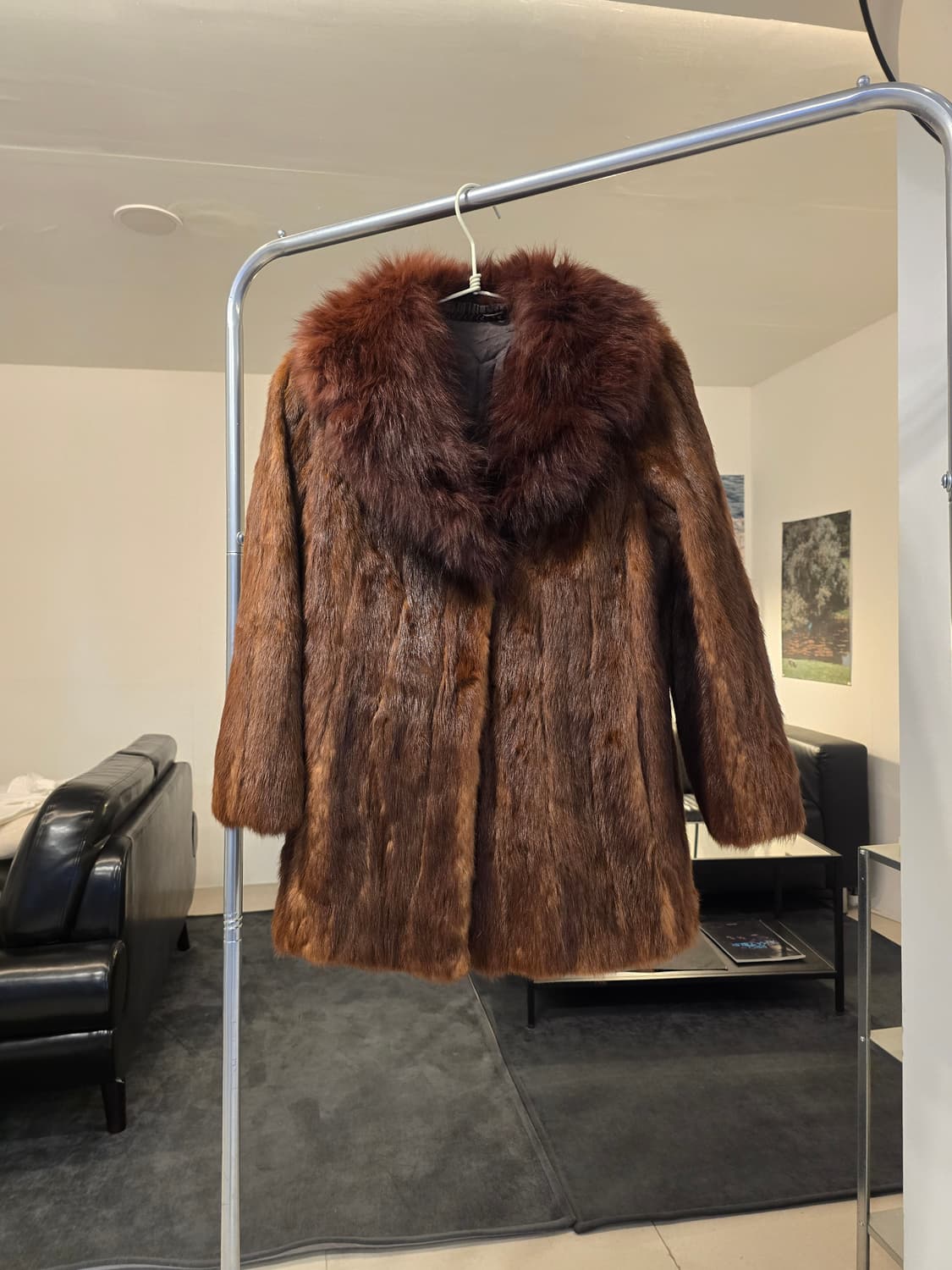 브라운 컬러 밍크모피코트 상품이미지1