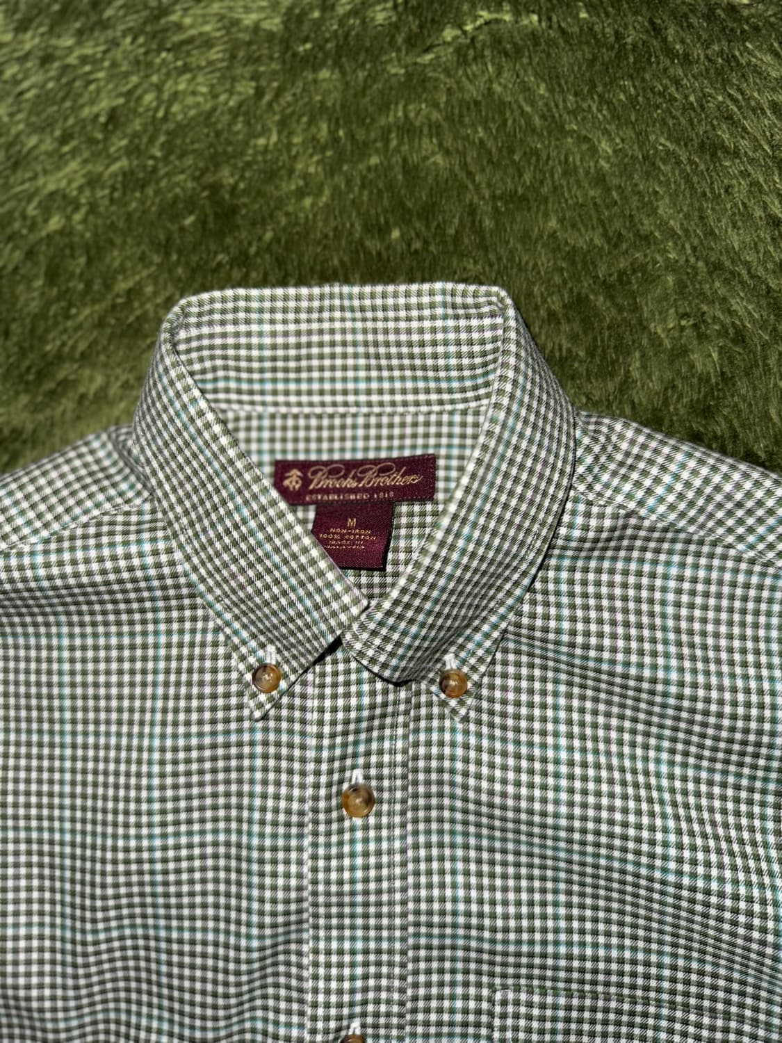 [M] 브룩스 브라더스 재팬 코튼 체크 셔츠 그린 상품이미지3
