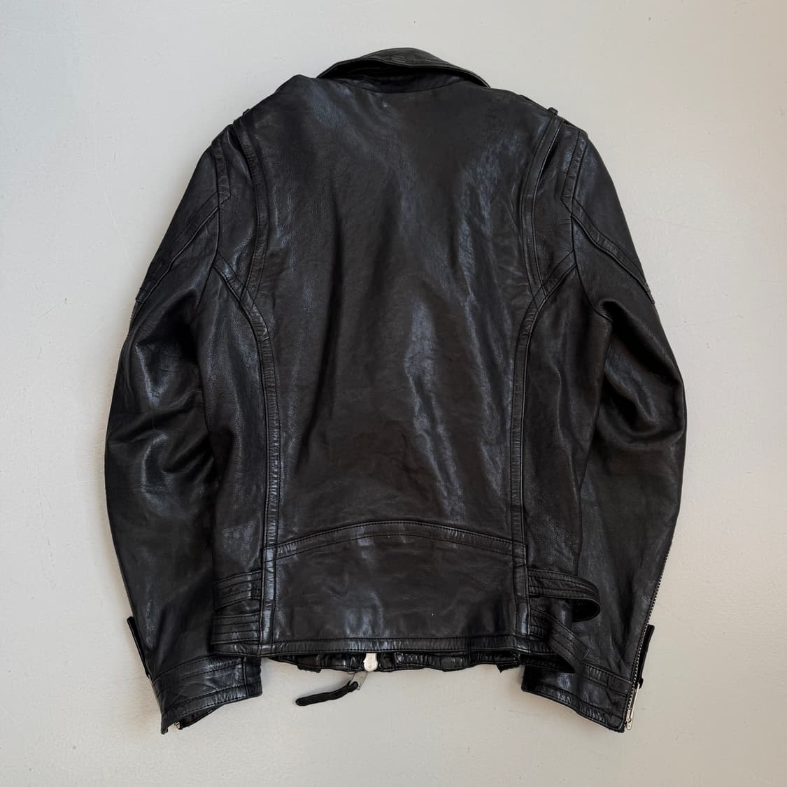 사선 바이커 하이넥 리얼레더 멀티지퍼 라이더 램스킨 가죽자켓 상품이미지3