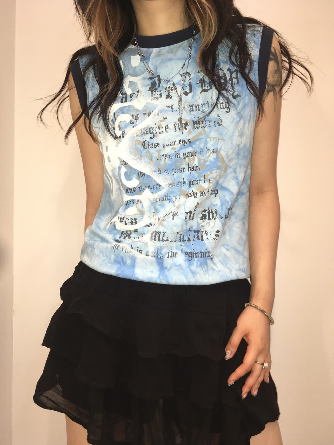 빈티지 y2k 프린팅 슬리브리스 상품이미지4