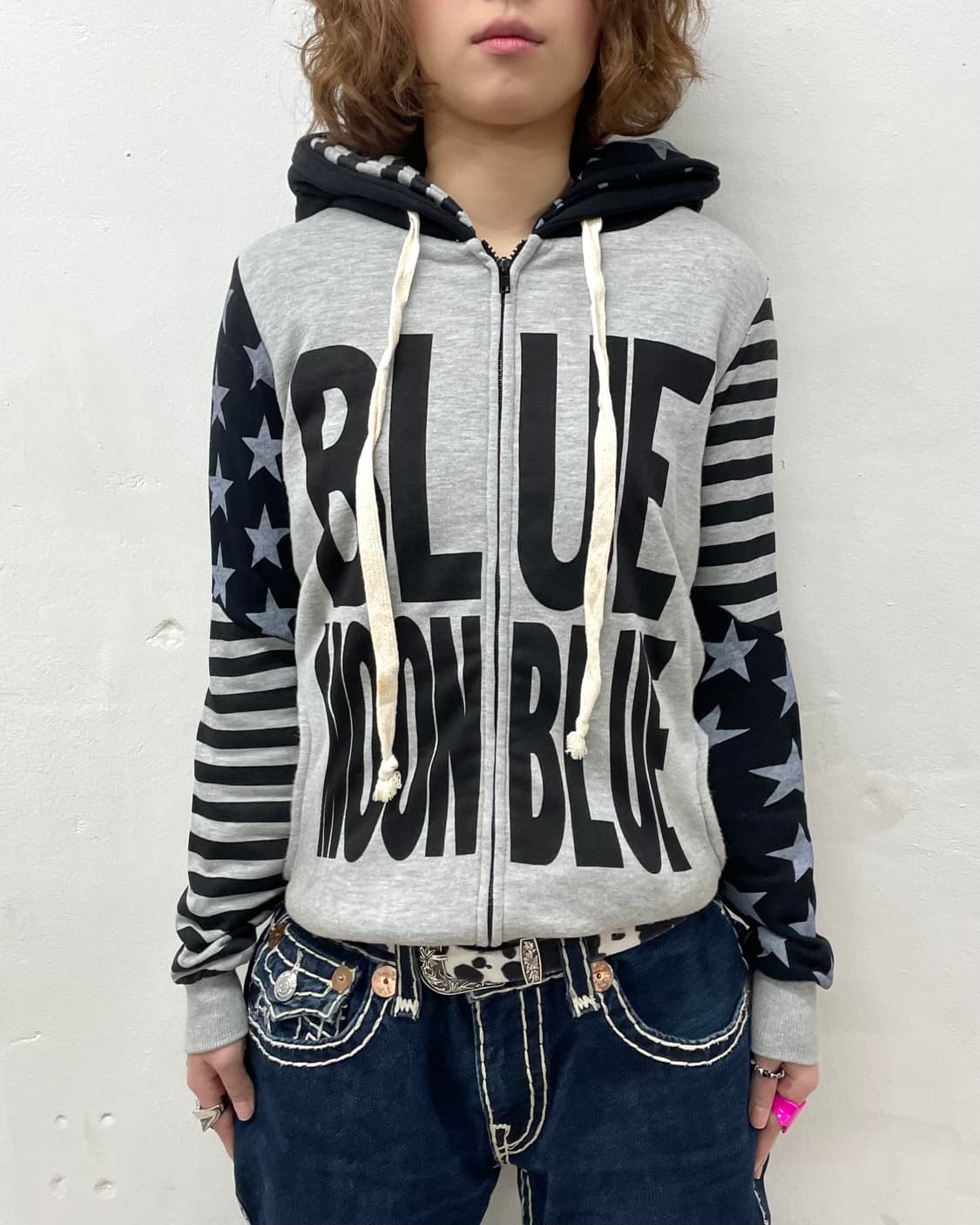 Blue Moon Star Gray Hooded Zip-Up 상품이미지2