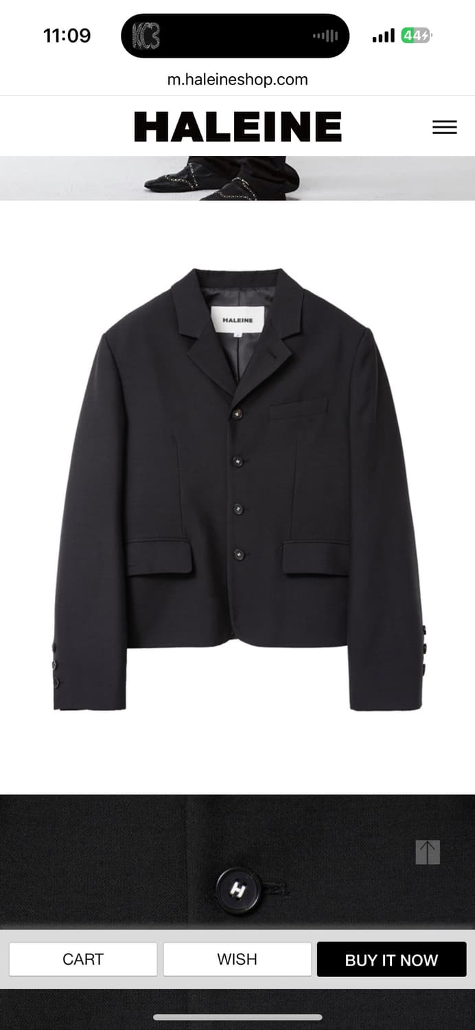 알렌느 4-BUTTON WOOL CROPPED BLAZER BLACK 상품이미지3