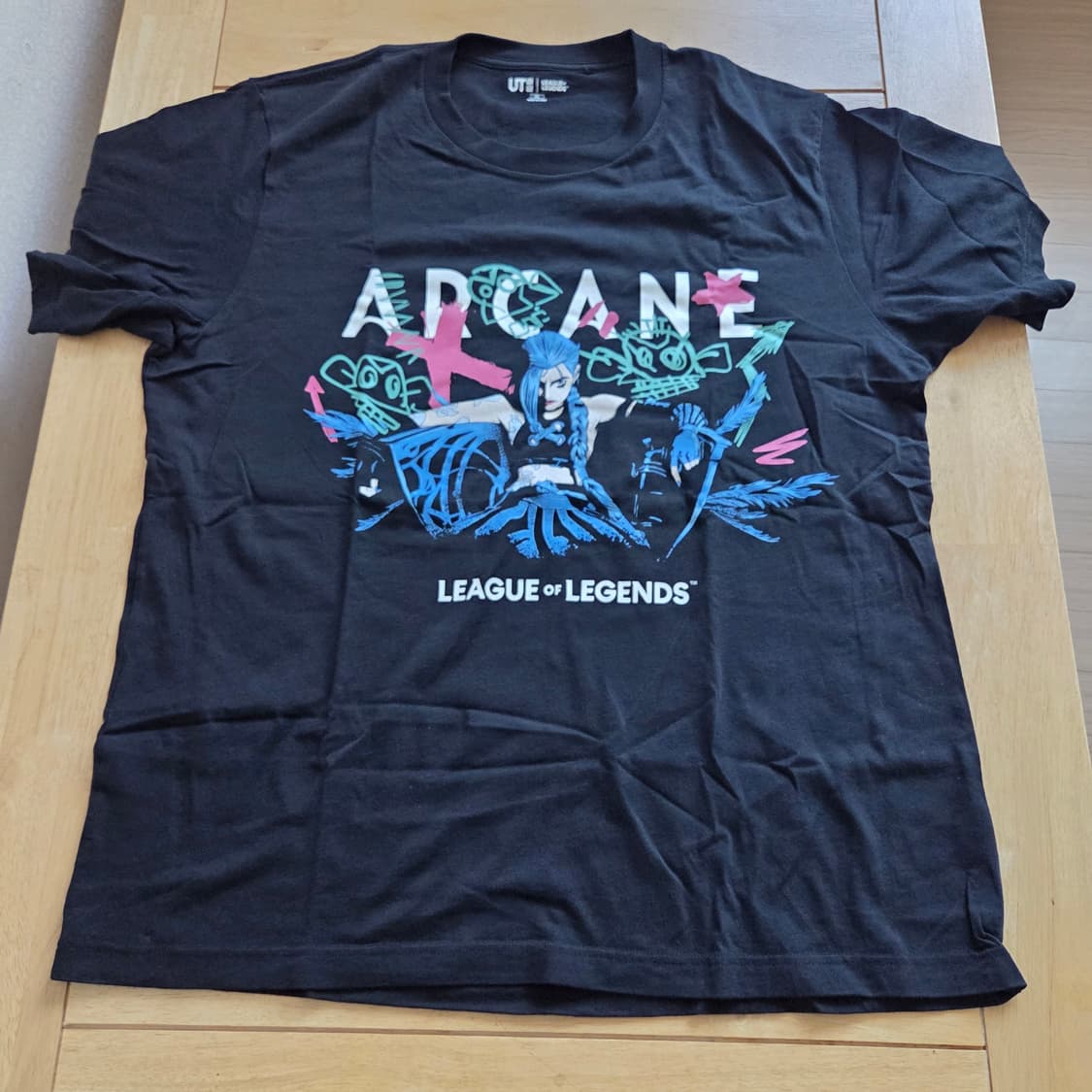 XXL 유니클로 롤 아케인 반팔 티셔츠 블랙 징크스190 상품이미지1