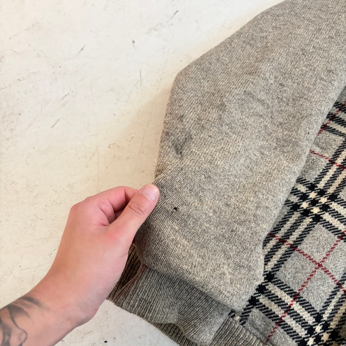 버버리 체크 울 니트 봄버자켓 L 상품이미지4