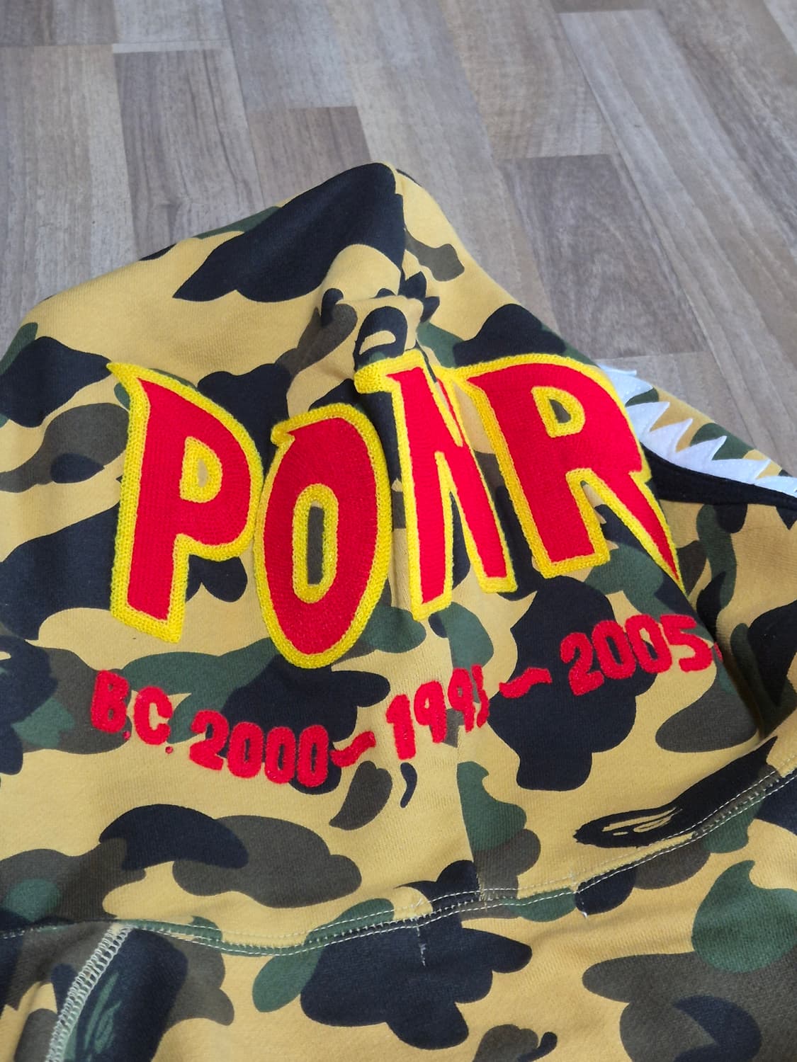 [XL] 베이프 PONR 퍼스트 카모 세컨드 샤크 풀 집 후드 옐로우 상품이미지10