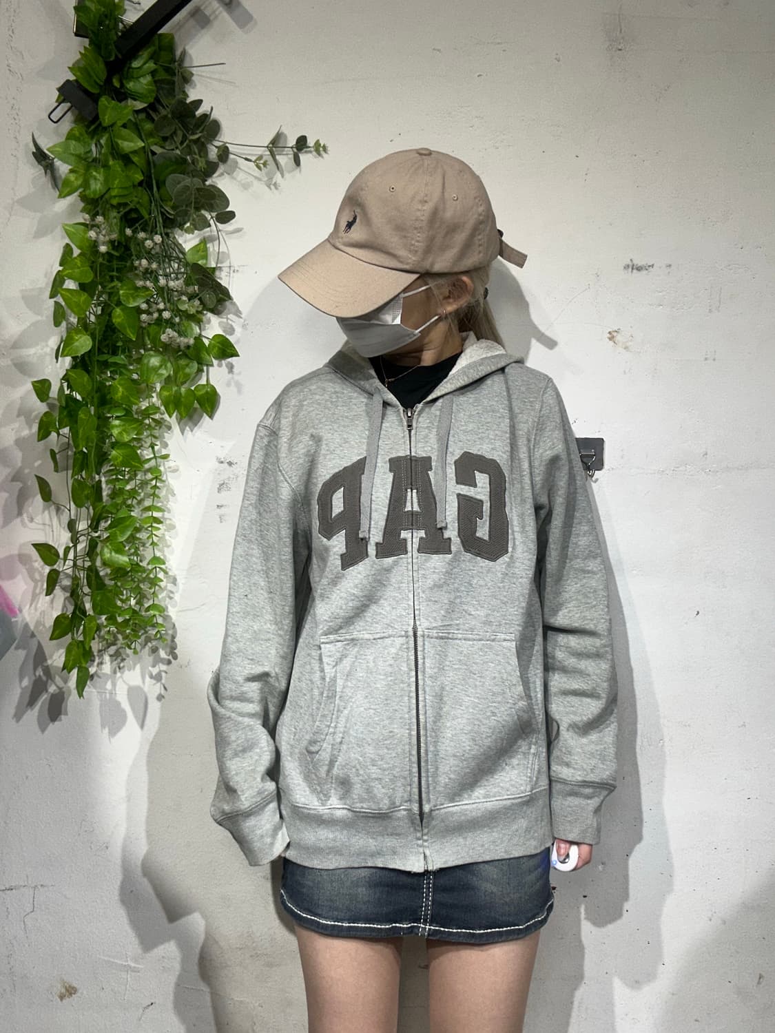 Gap 그레이 로고 내부 기모 후드집업 자켓 S 상품이미지2