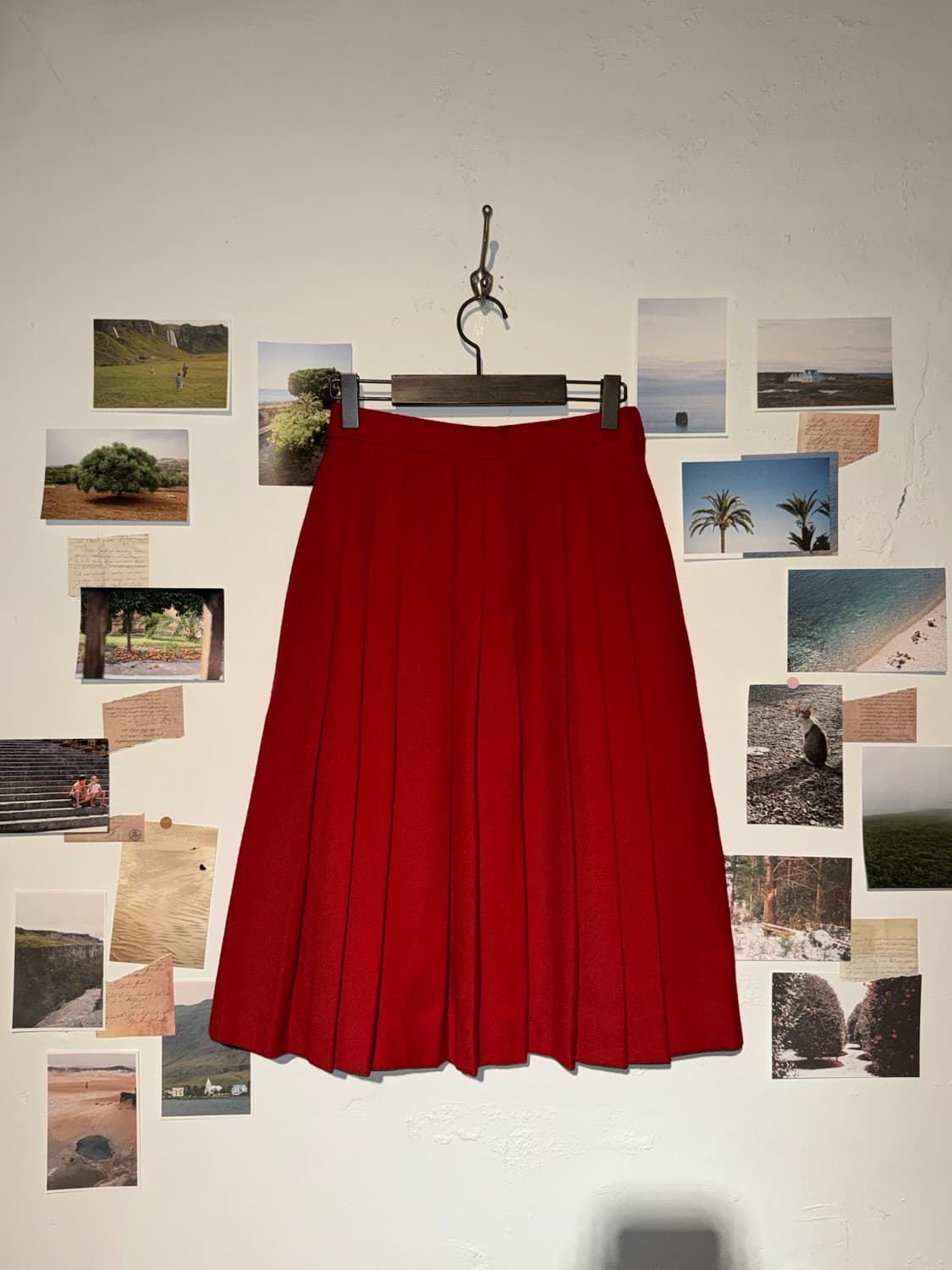 레드 플리츠 스커트 상품이미지3