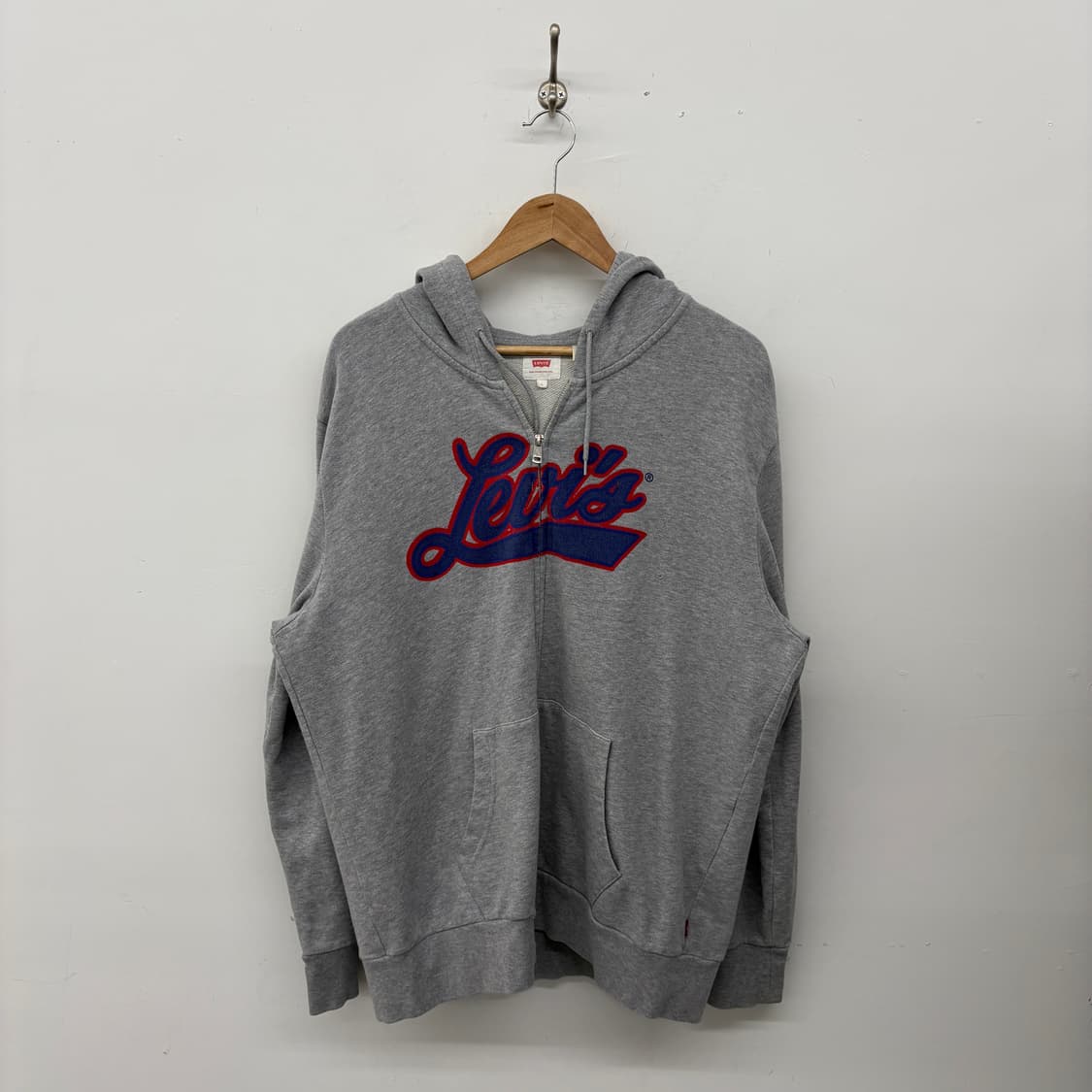리바이스 로고 그레이 후드집업 남L 상품이미지1