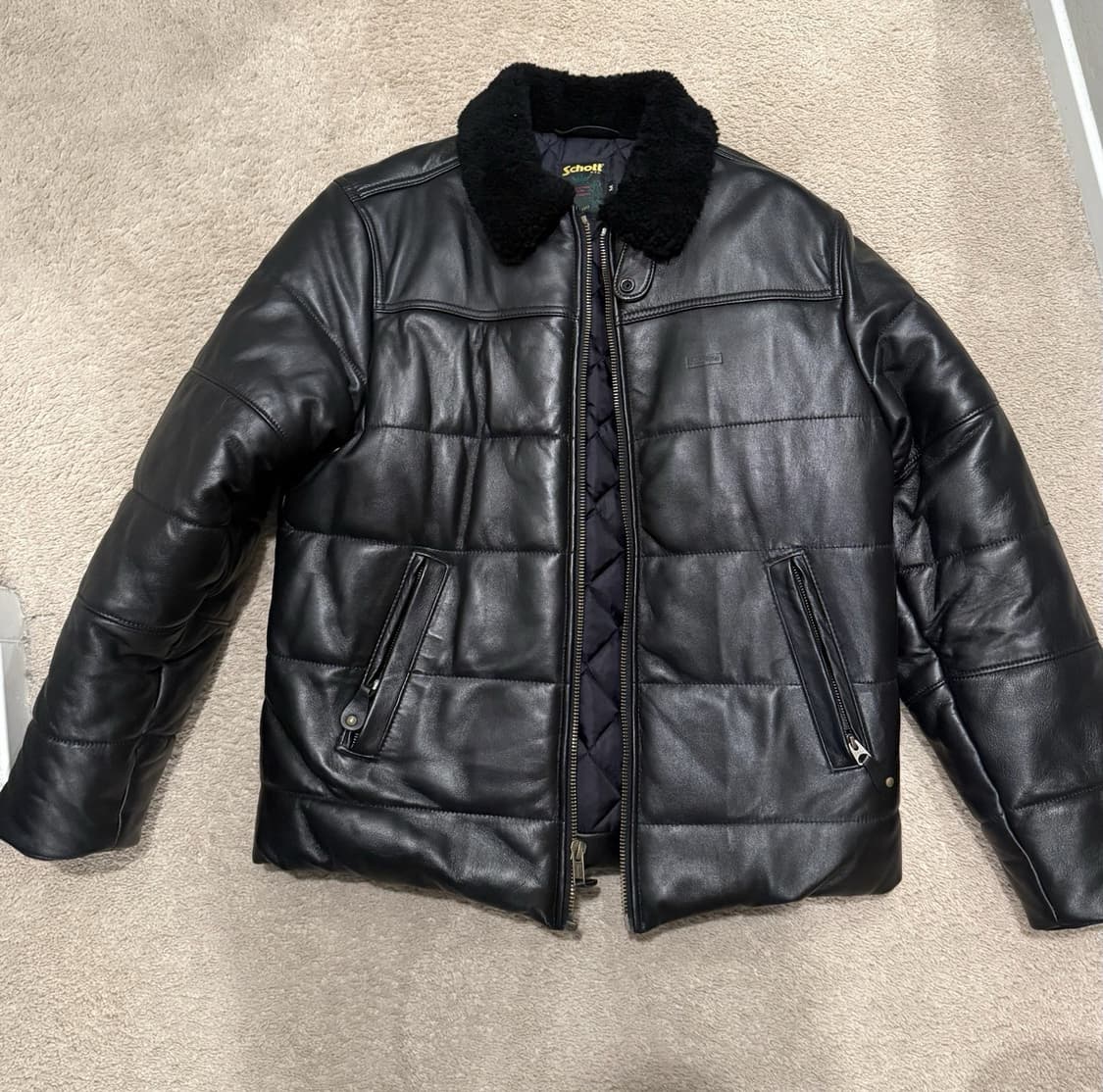 슈프림 x 쇼트 가죽 패딩 자켓 블랙 상품이미지1