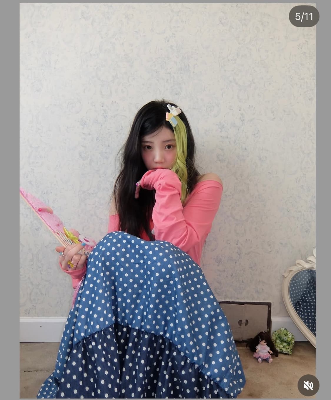 [F.E.E.S] dot denim tiered skirt 1회착용 상품이미지3