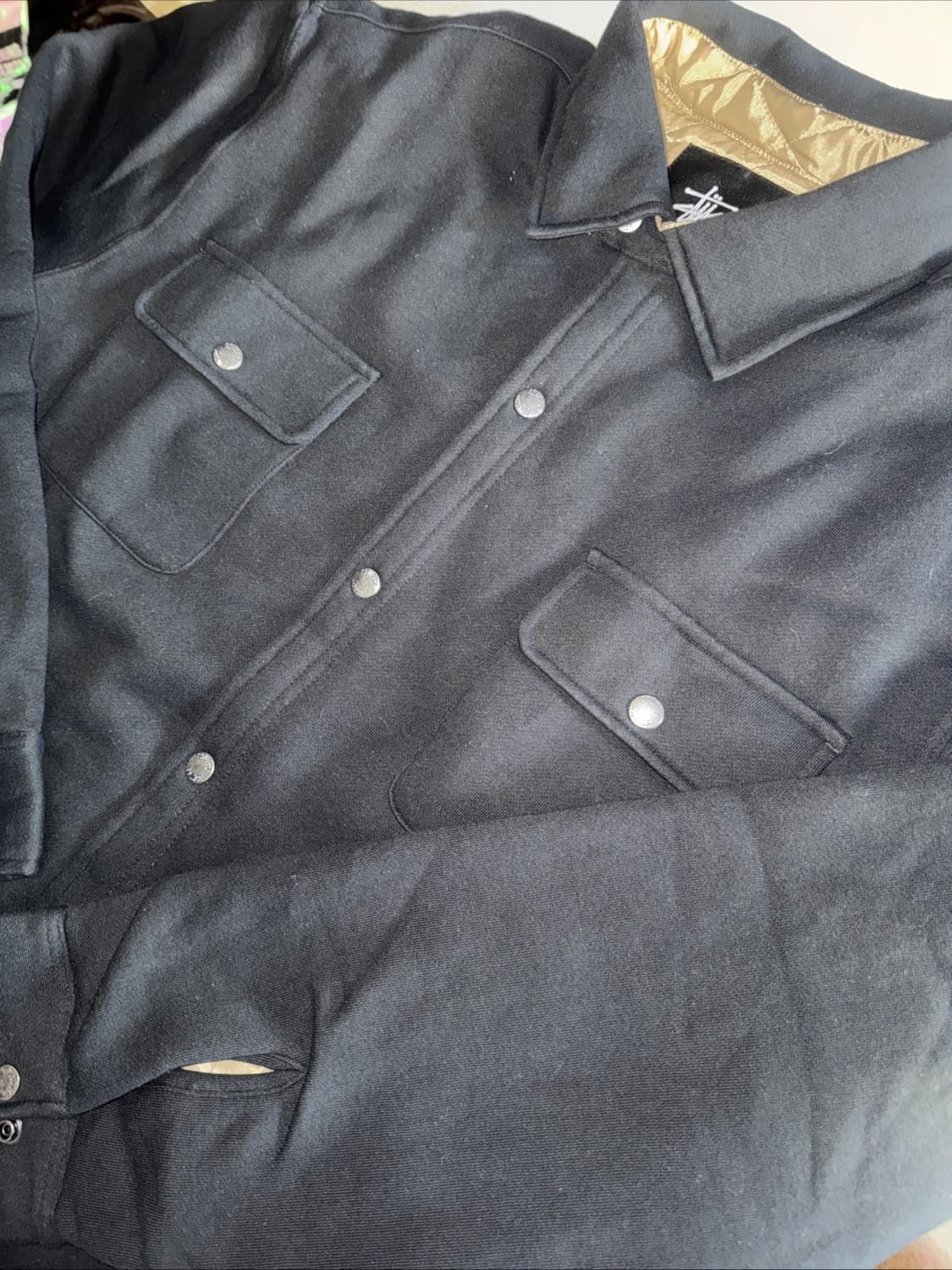 스투시 퀼팅 라이너 헤비 울 셔츠자켓 블랙 상품이미지4