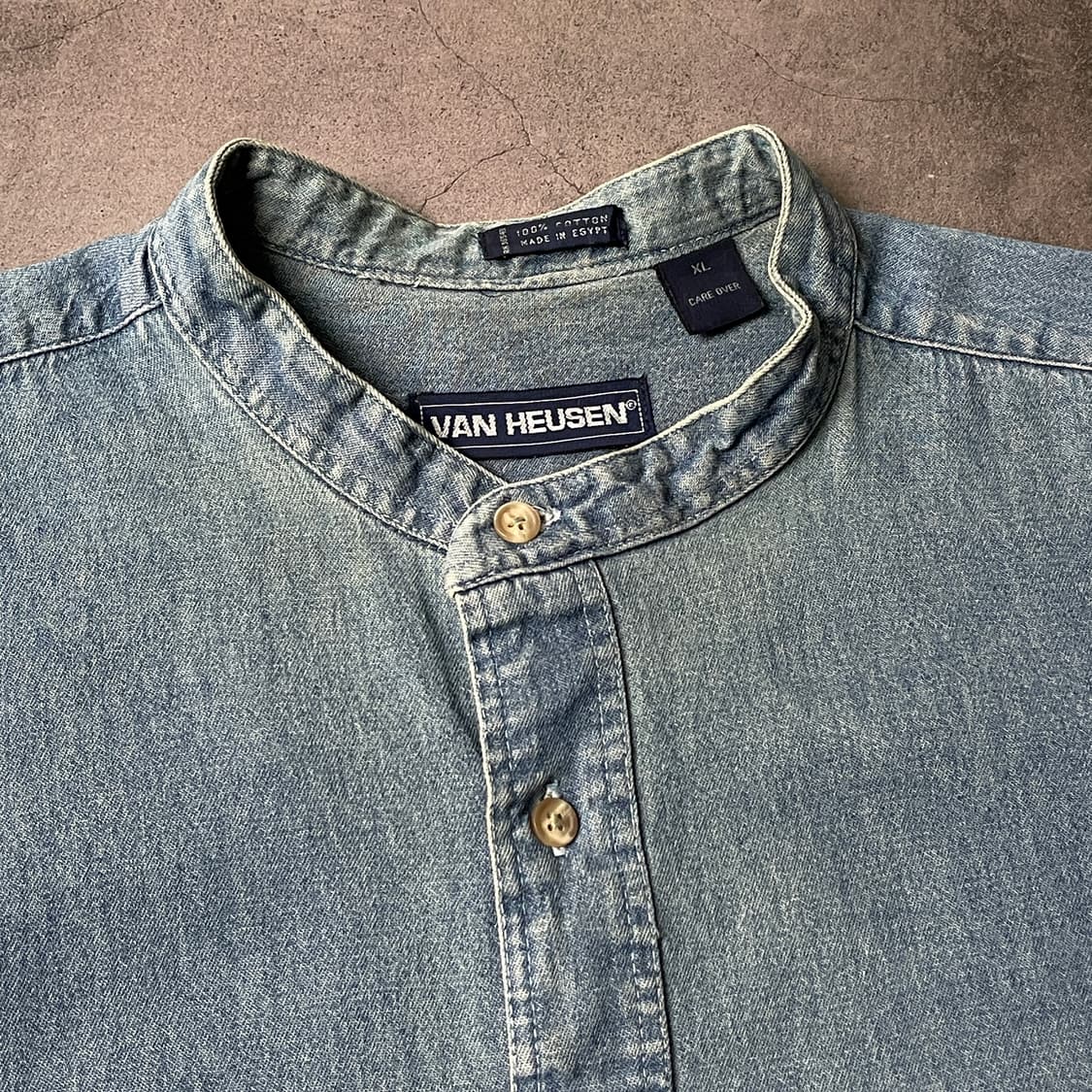 VANHEUSEN 빈티지 코튼 밴드카라 데님 셔츠 A00632 상품이미지2