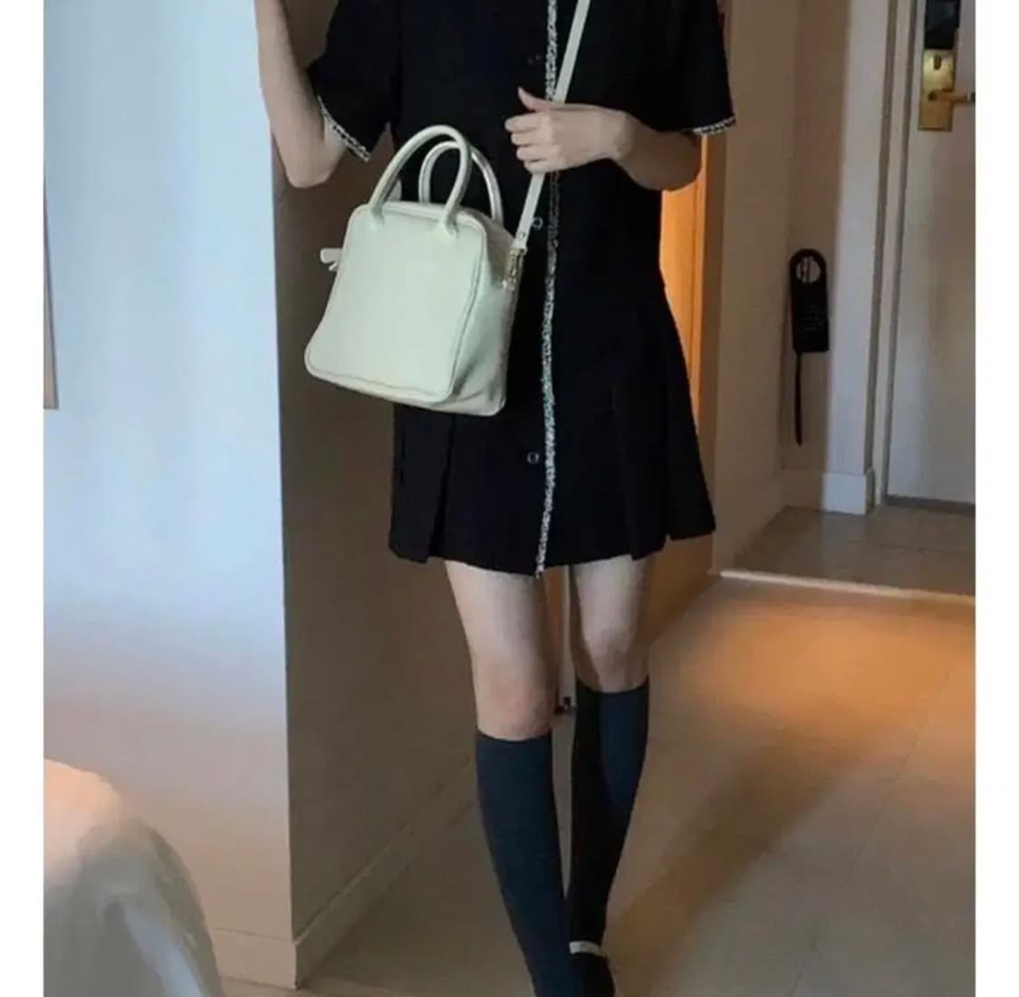 Merry On 블랙 트위드 원피스 상품이미지4