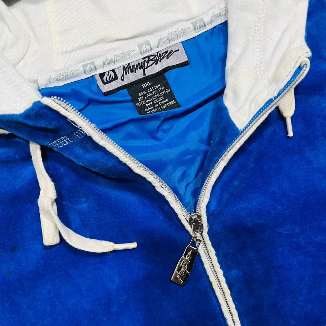 조니 블레이즈 스트리트 블루 벨루어 올드스쿨 힙합 후디 집업 상품이미지5