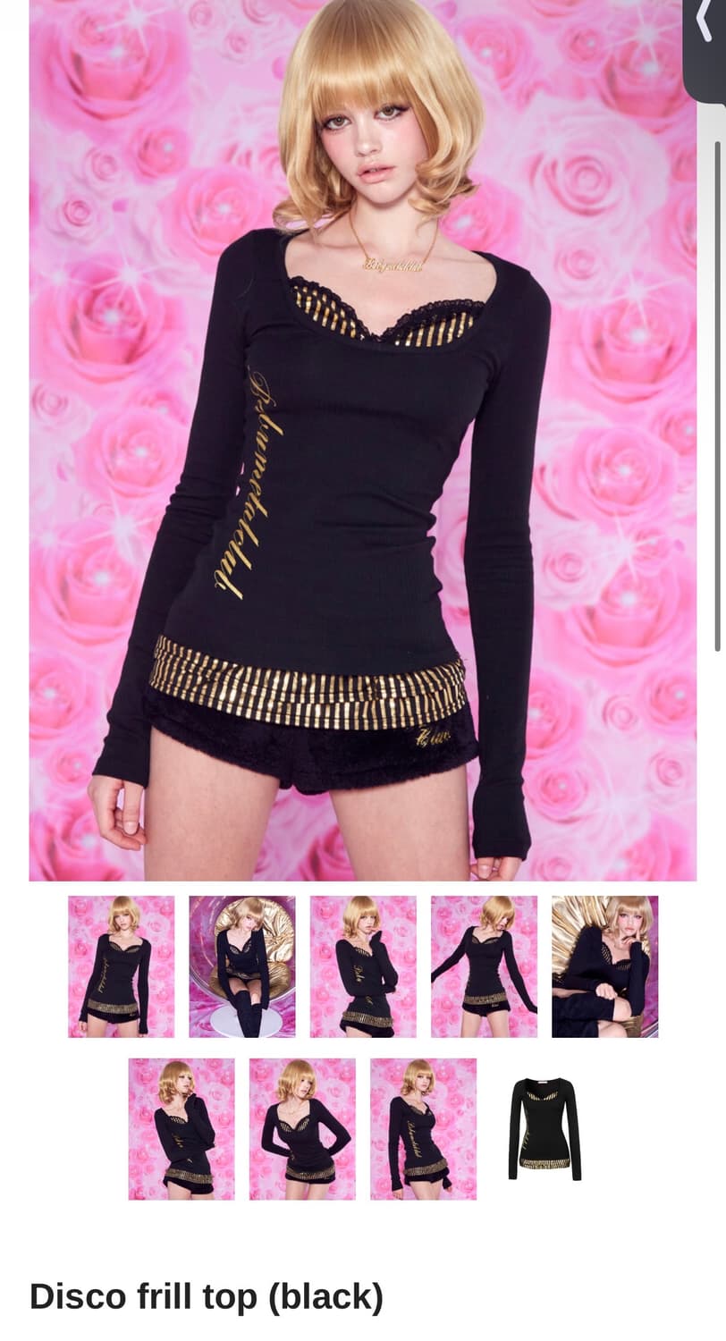 베이비메탈클럽 디스코 프릴 탑 블랙 상품이미지1