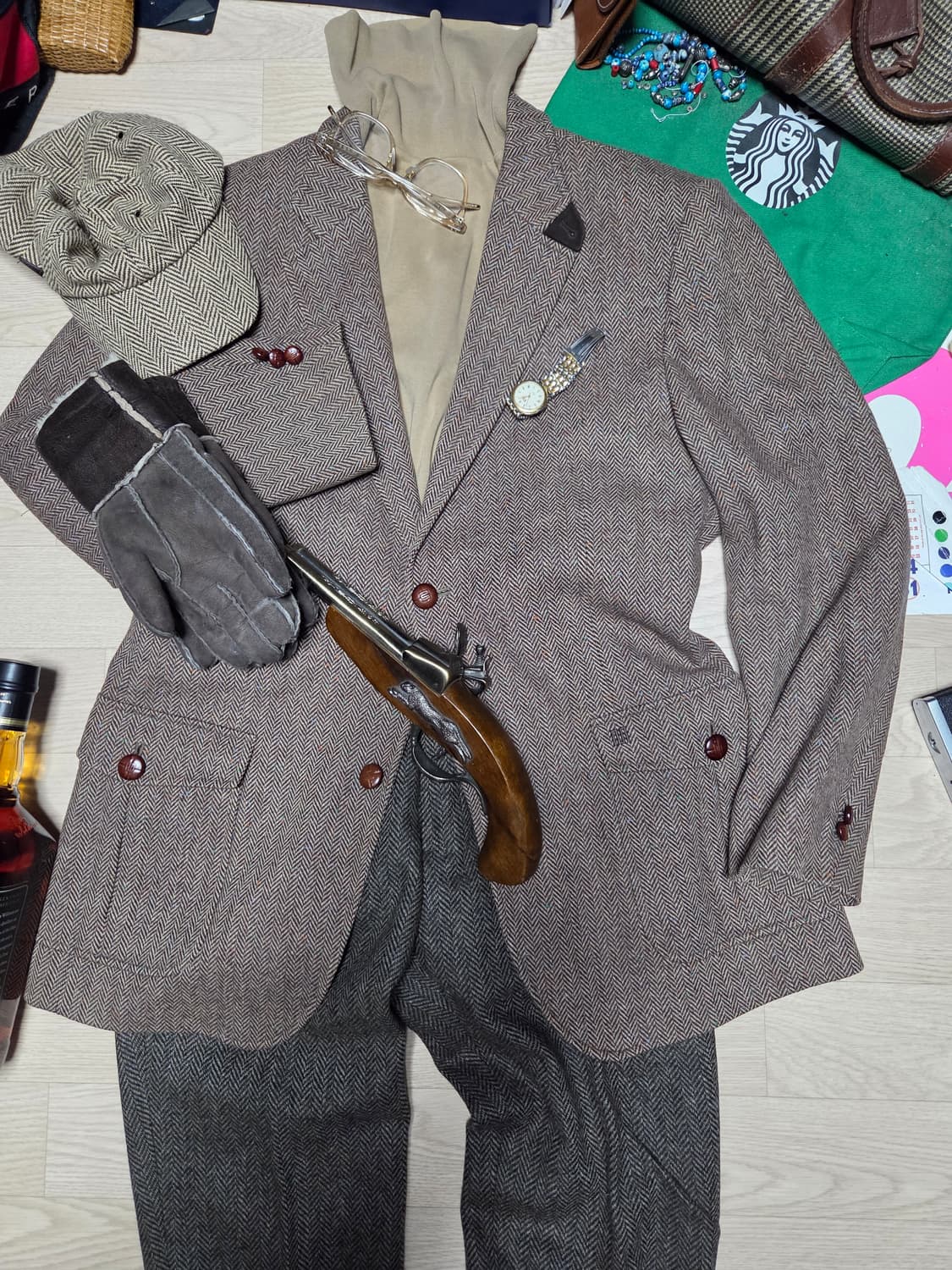 MAESTRO 캐시미어 헤링본 스포츠 코트 수트 자켓 블레이저 헌팅자켓 상품이미지2