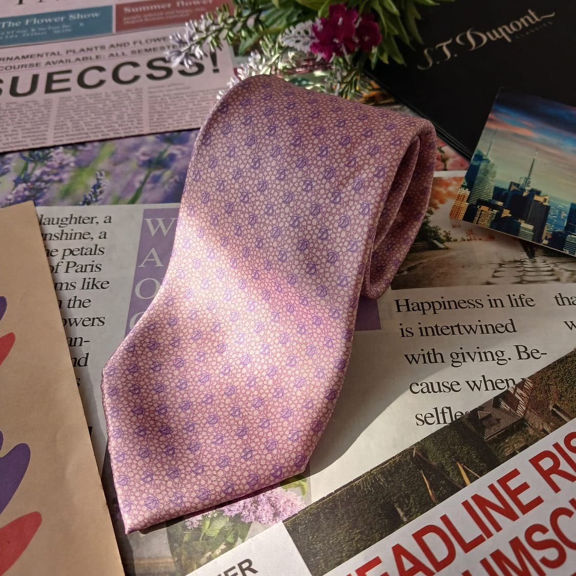 듀퐁 실크 바이올렛 로고 패턴 넥타이 8.6cm A등급 A19210
 상품이미지2