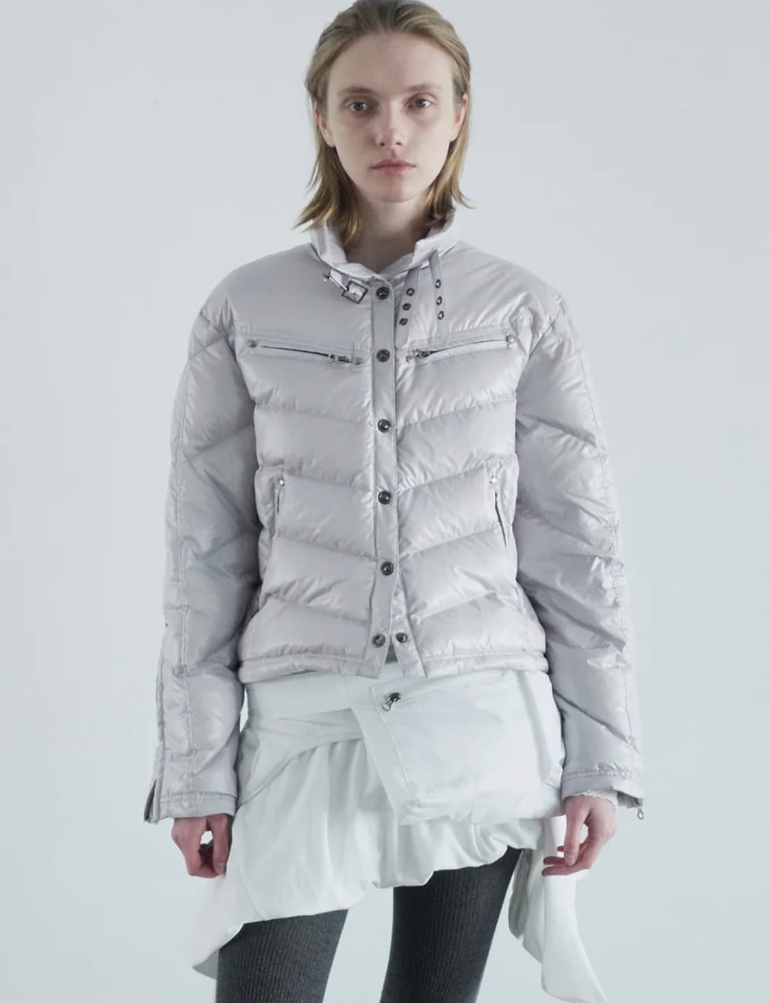 (구해요) 세릭 버클 다운 자켓 패딩 라이트 그레이 상품이미지1