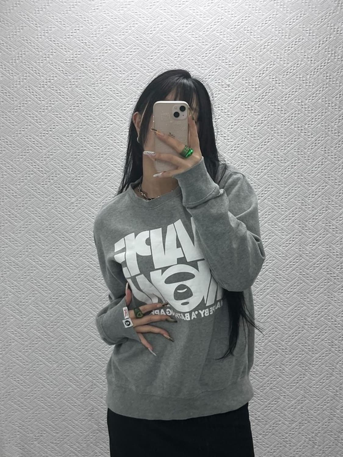 베이프 AAPE 빈티지 키치 빅로고 기모 맨투맨 L C08136 상품이미지1