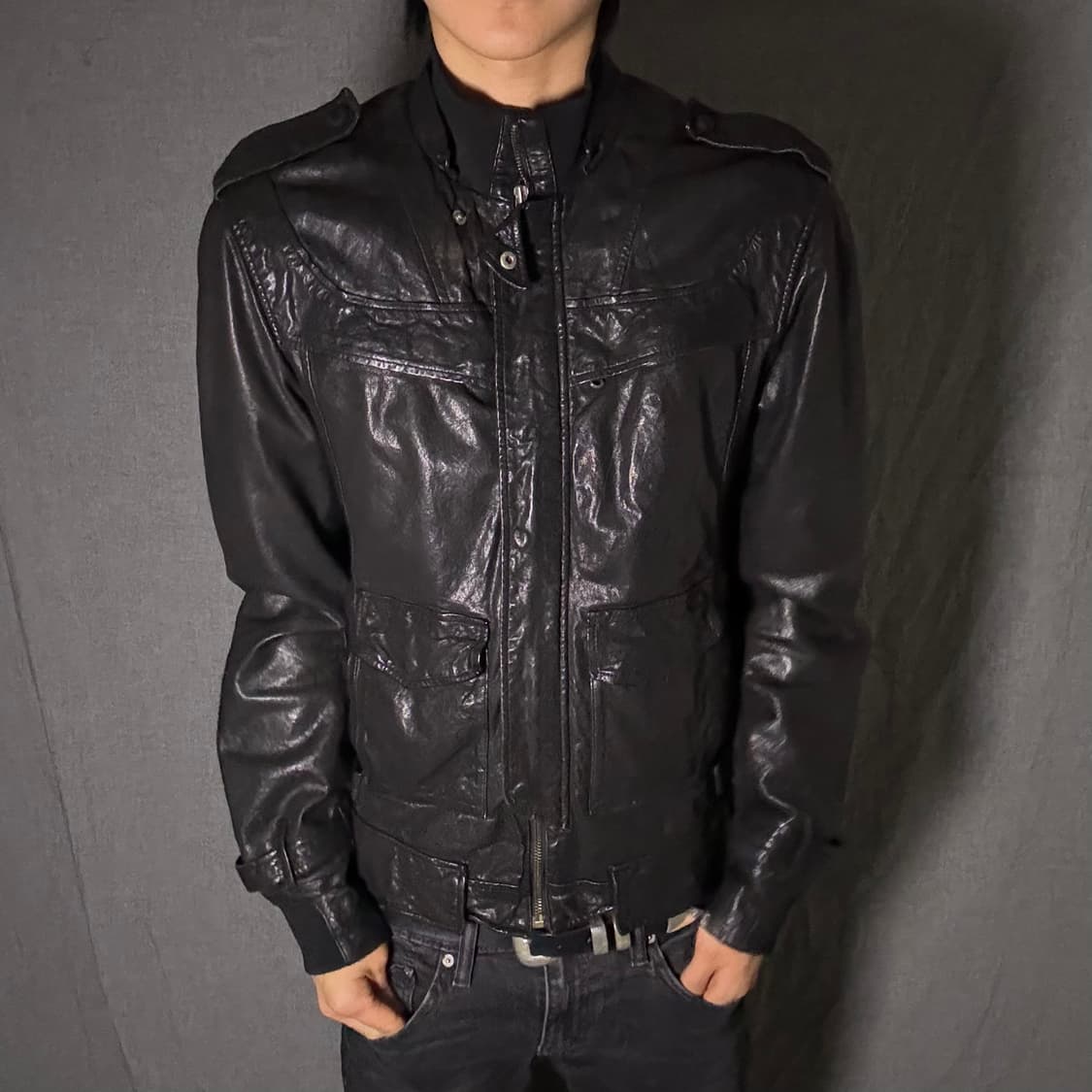 lamb skin pocket leather jacket 상품이미지2