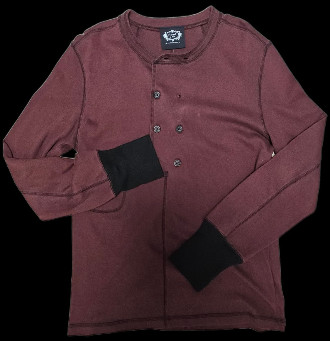 버건디 스판 헨리넥 상품이미지1