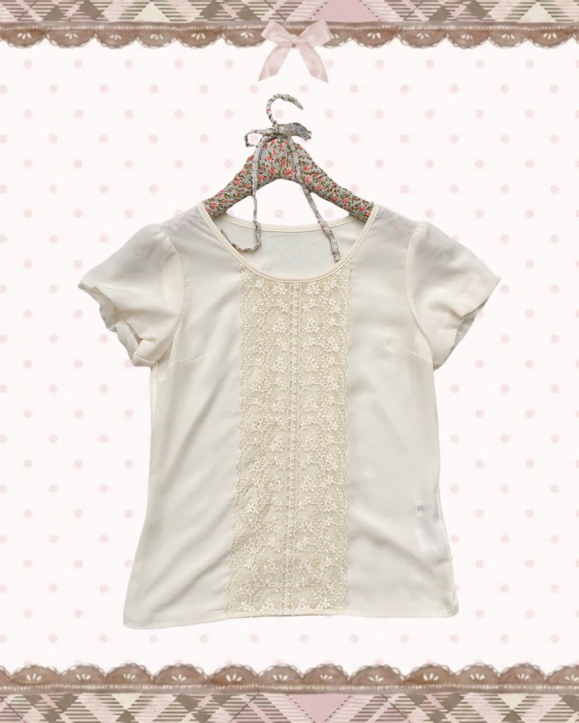 레이스 U넥 반팔 T 상품이미지1