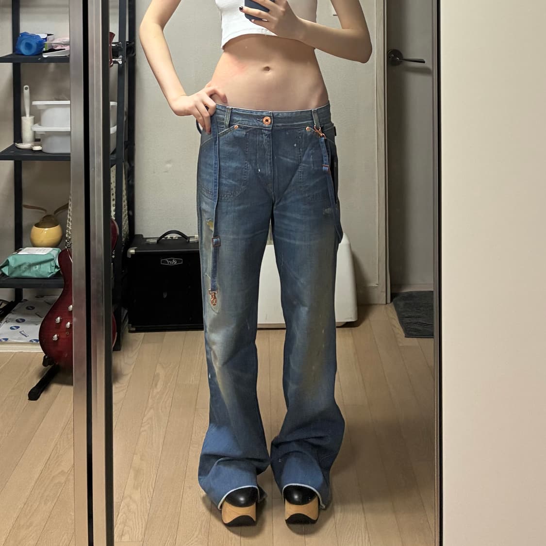 디젤 아카이브 로우라이즈 와이드팬츠 상품이미지1