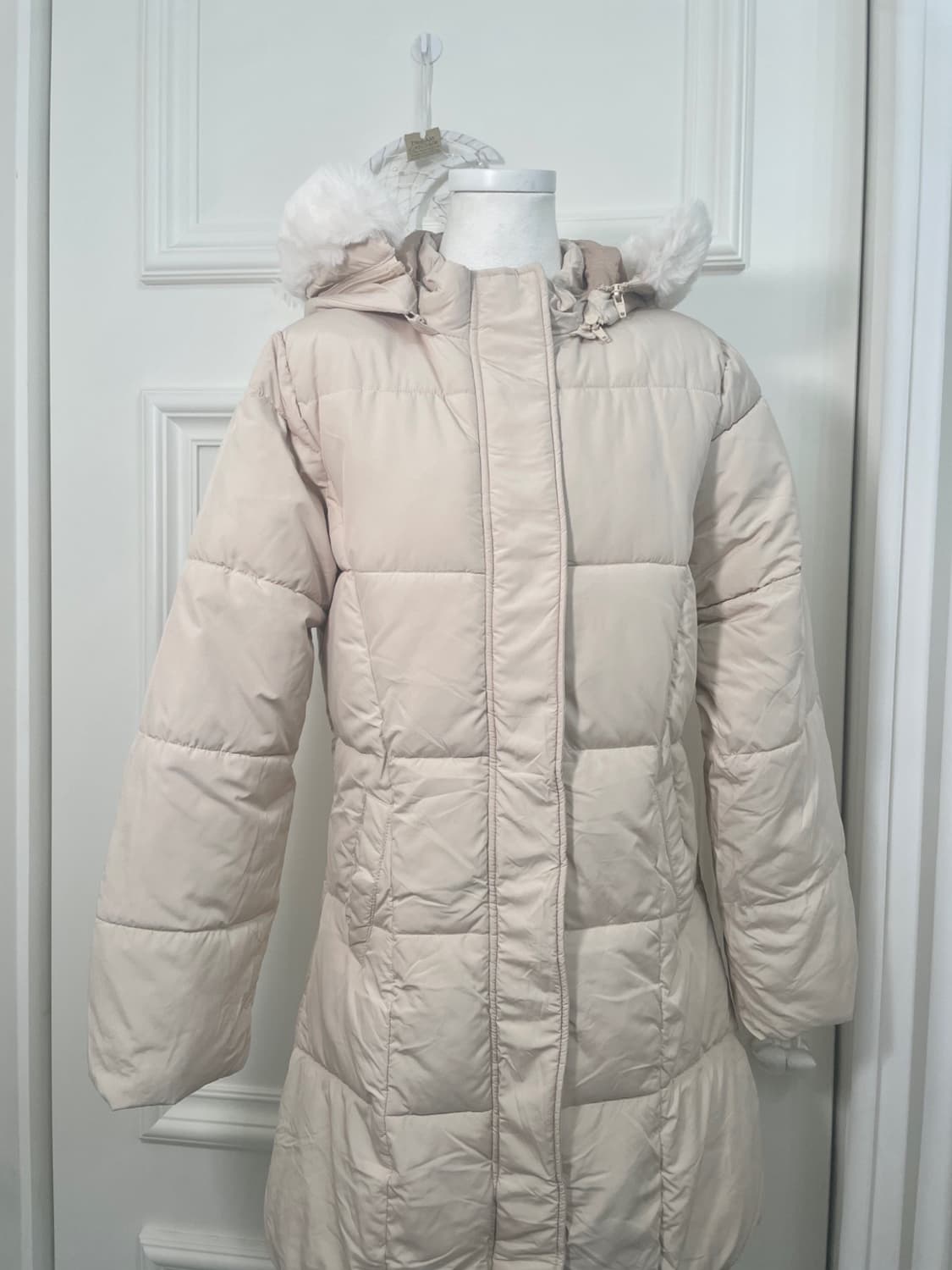 JENNY LOVE pink beige fur hoodie line ju 상품이미지5