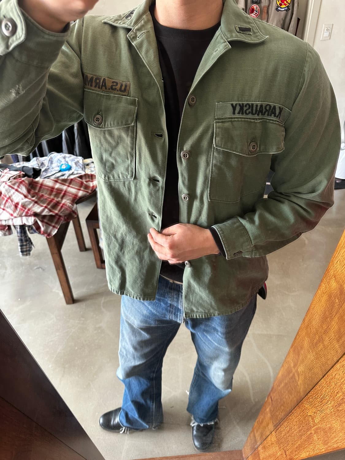 70s U.S. ARMY OG-107 유틸리티 셔츠 자켓 상품이미지2