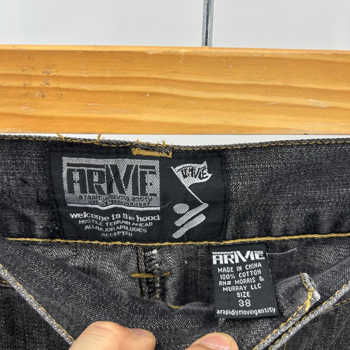 [ARME] 웰컴 투 더 후드 건패치 와이드 데님팬츠 상품이미지6