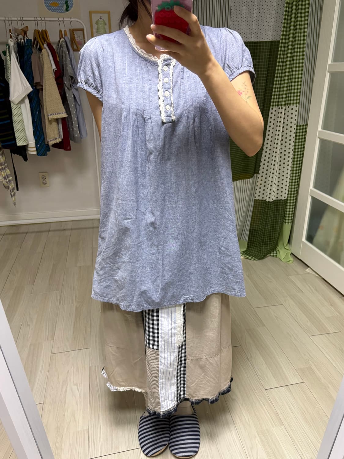 크로쉐 버튼 반소매 블라우스 상품이미지10