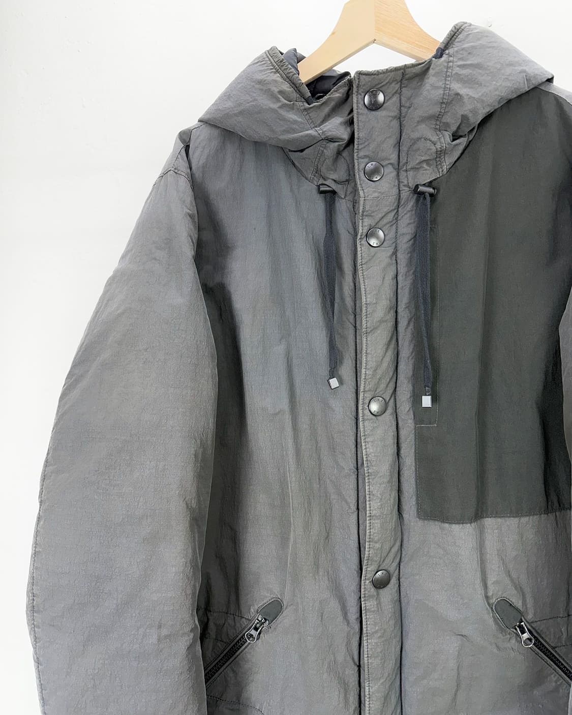 인터메조 테크 워시드 그레이 후디 덕 다운 롱 패딩 자켓 상품이미지2