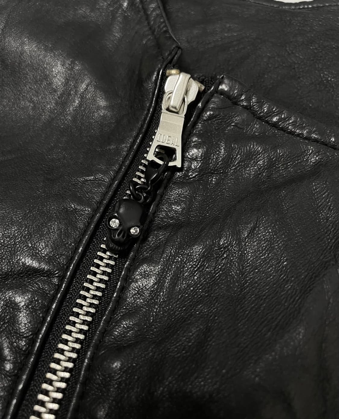 None Skull Diagonal Zip Leather Vest 상품이미지3