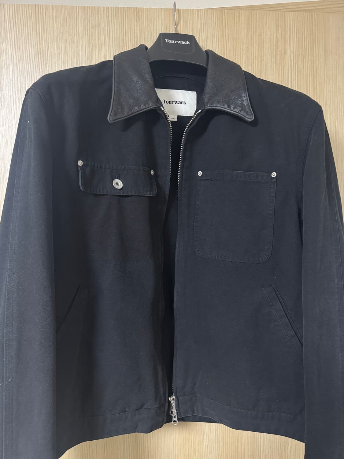 토니웩 블랙 레더 카라 워크 자켓 XL 상품이미지1