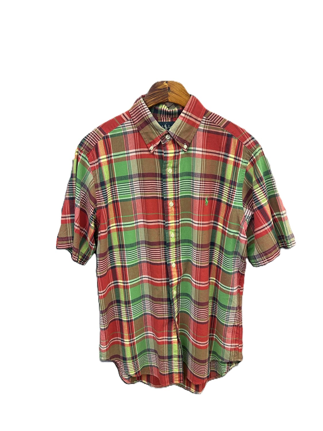 Polo Ralph Lauren 레드 그린 체크 클래식 핏 반팔 셔츠 상품이미지1
