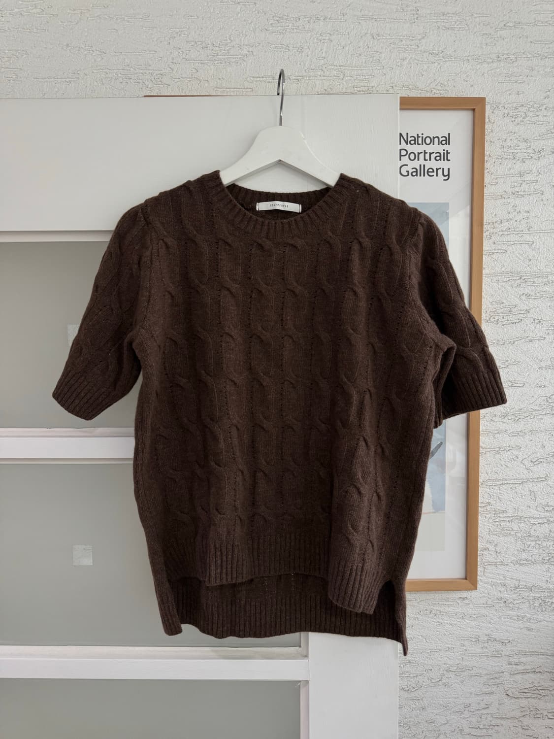 [스테이피플] 브라운 케이블 반팔 니트 F 상품이미지1