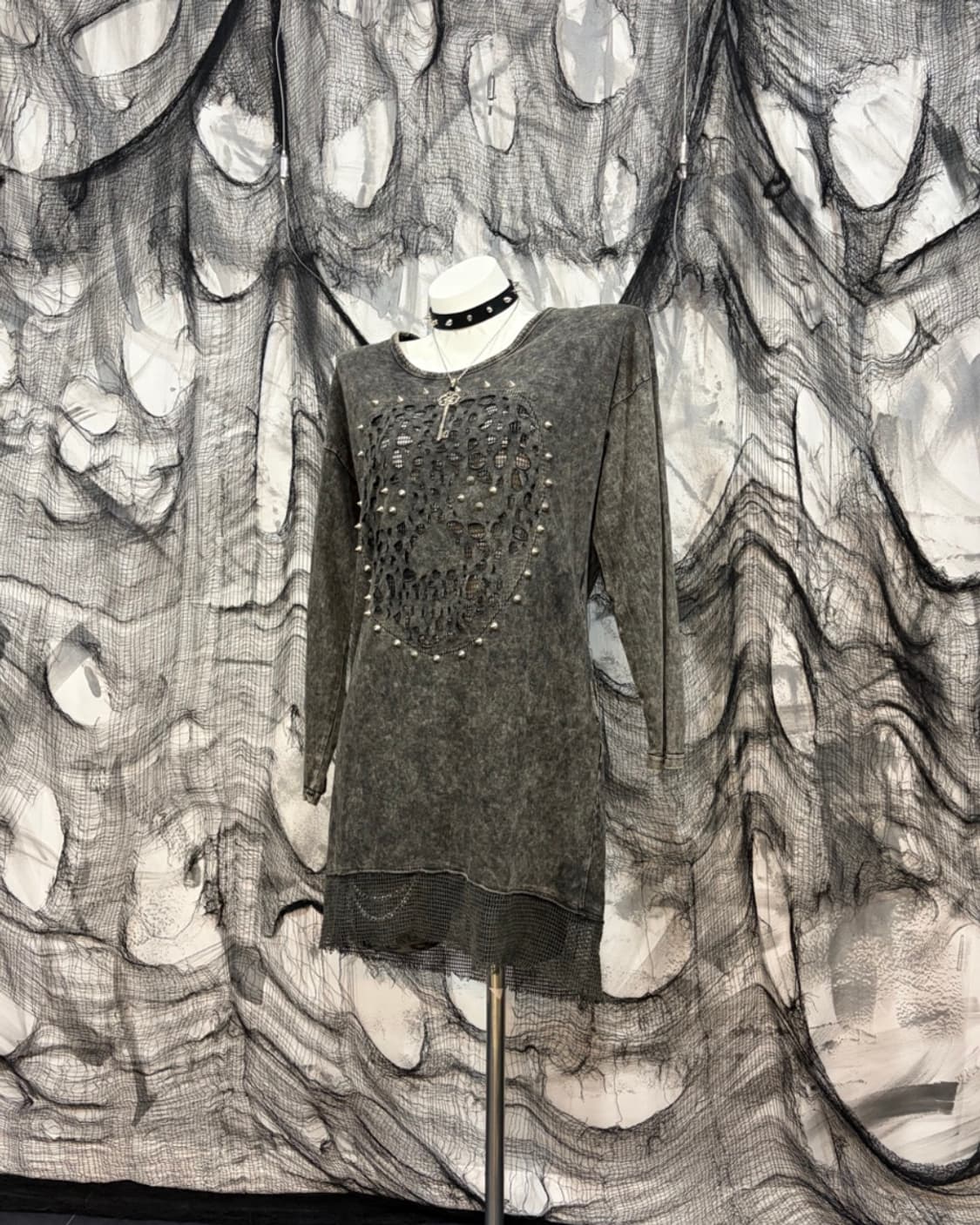 Rockchic Grunge studs mesh one-piece 상품이미지1