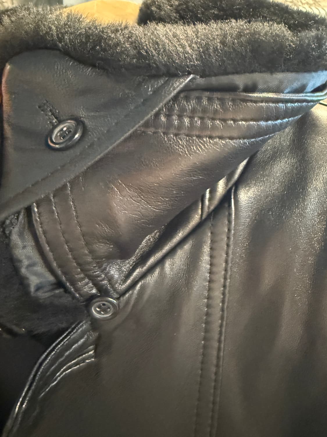 피에르 발망 1990년대 양가죽 하프코트 퍼카라 블랙 상품이미지8