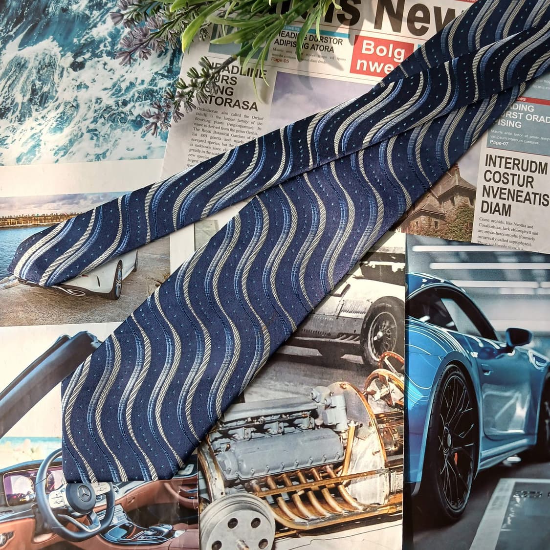 아쿠아스큐텀 실크 웨이브 스트라이프 넥타이 9cm A등급 A19790
 상품이미지5