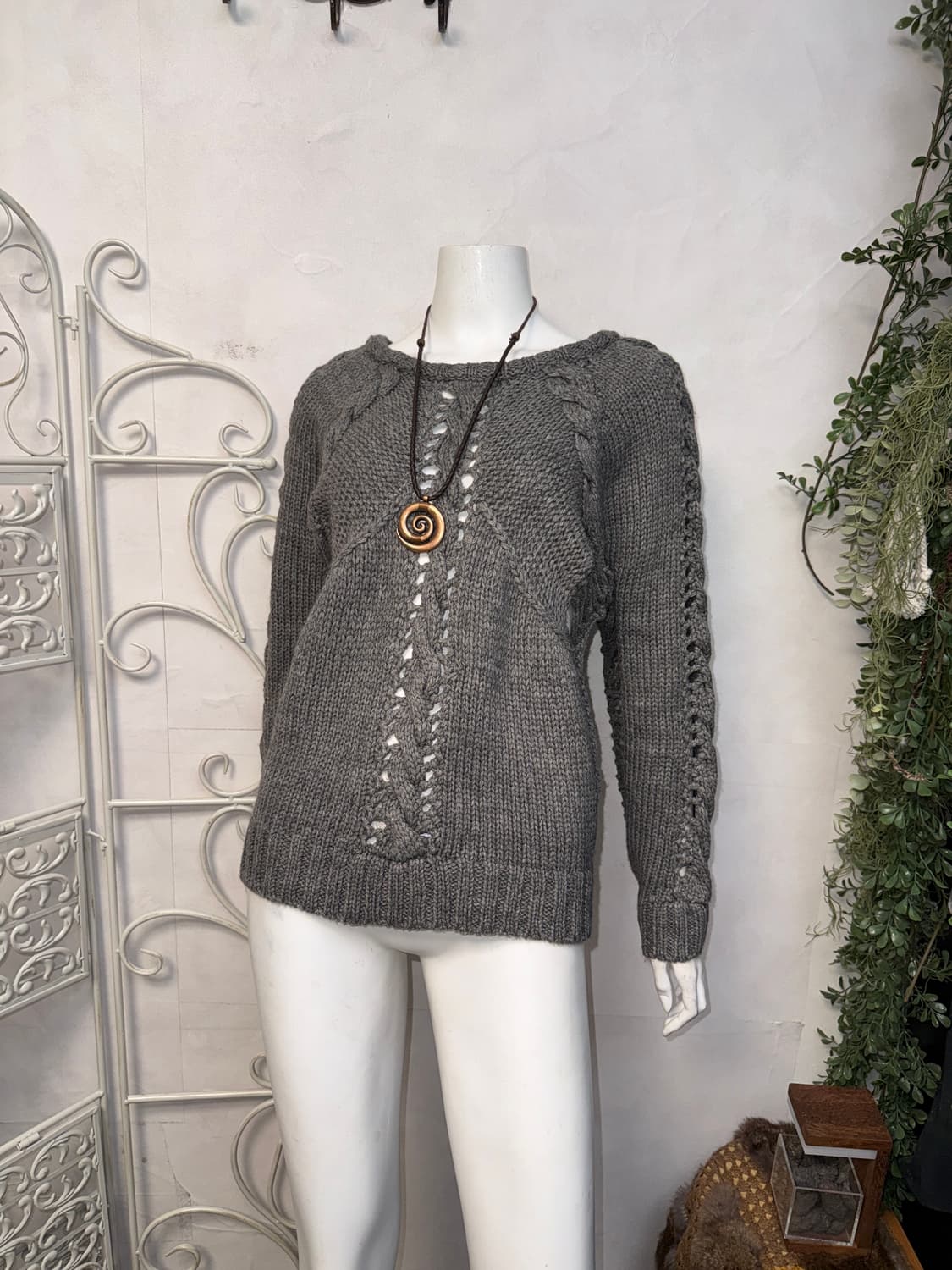 Gray grunge damaged twist net knit 상품이미지4