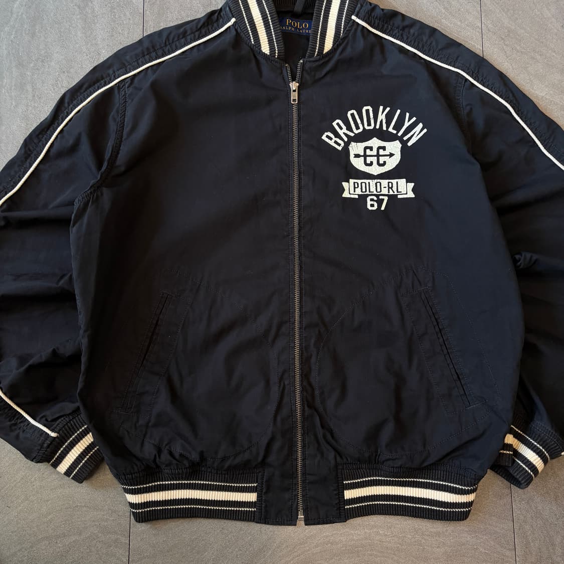폴로 정품 블랙 브루클린 바시티 자켓 상품이미지4