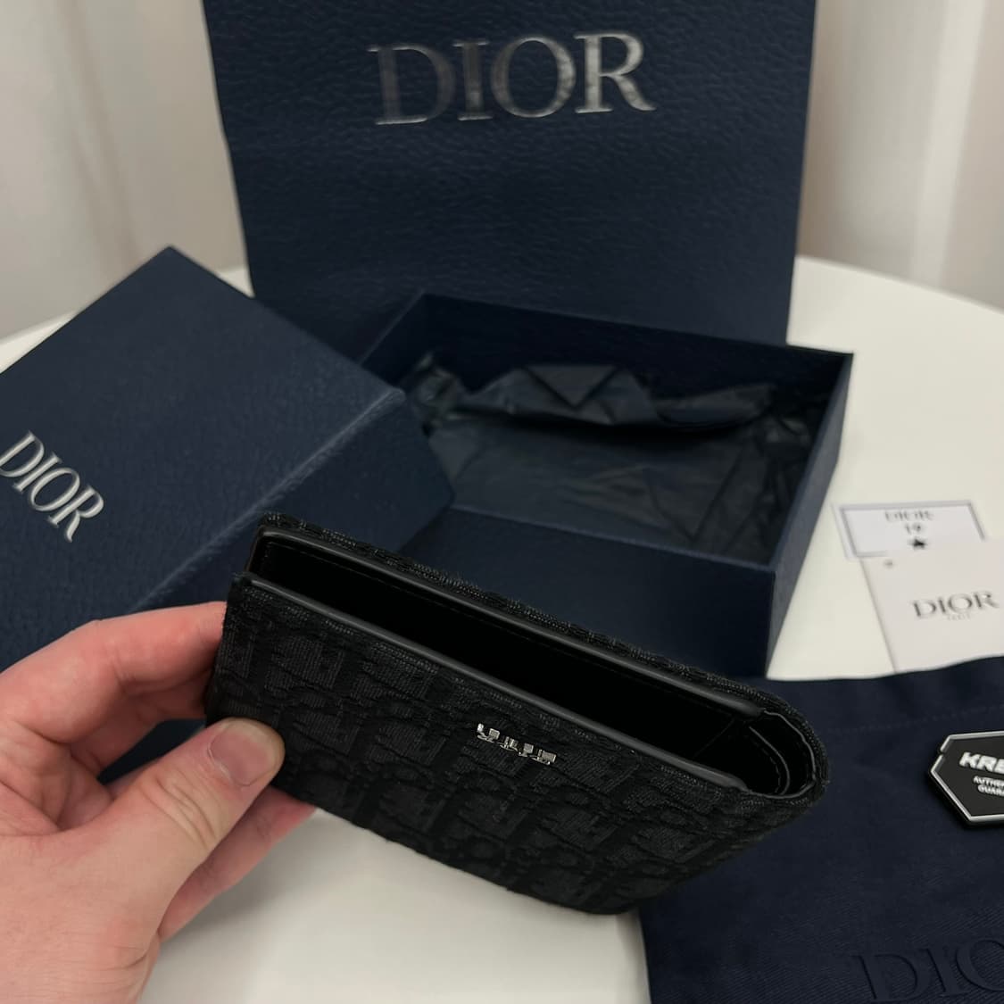 (새상품급/풀박스) 디올 오블리크 반지갑 블랙 상품이미지5