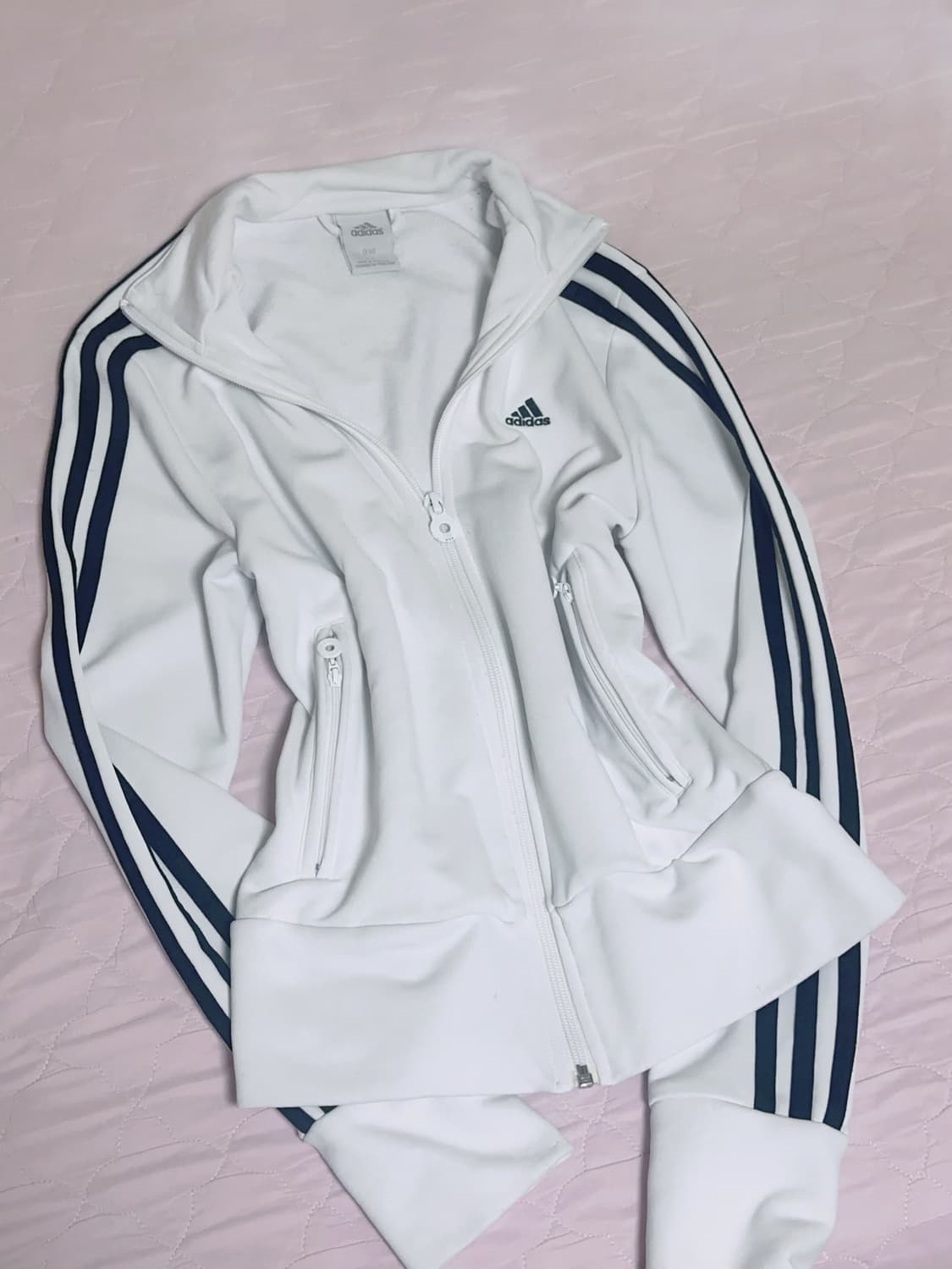 아디다스 딱붙핏 여성용 흰검 코튼 져지 상품이미지1