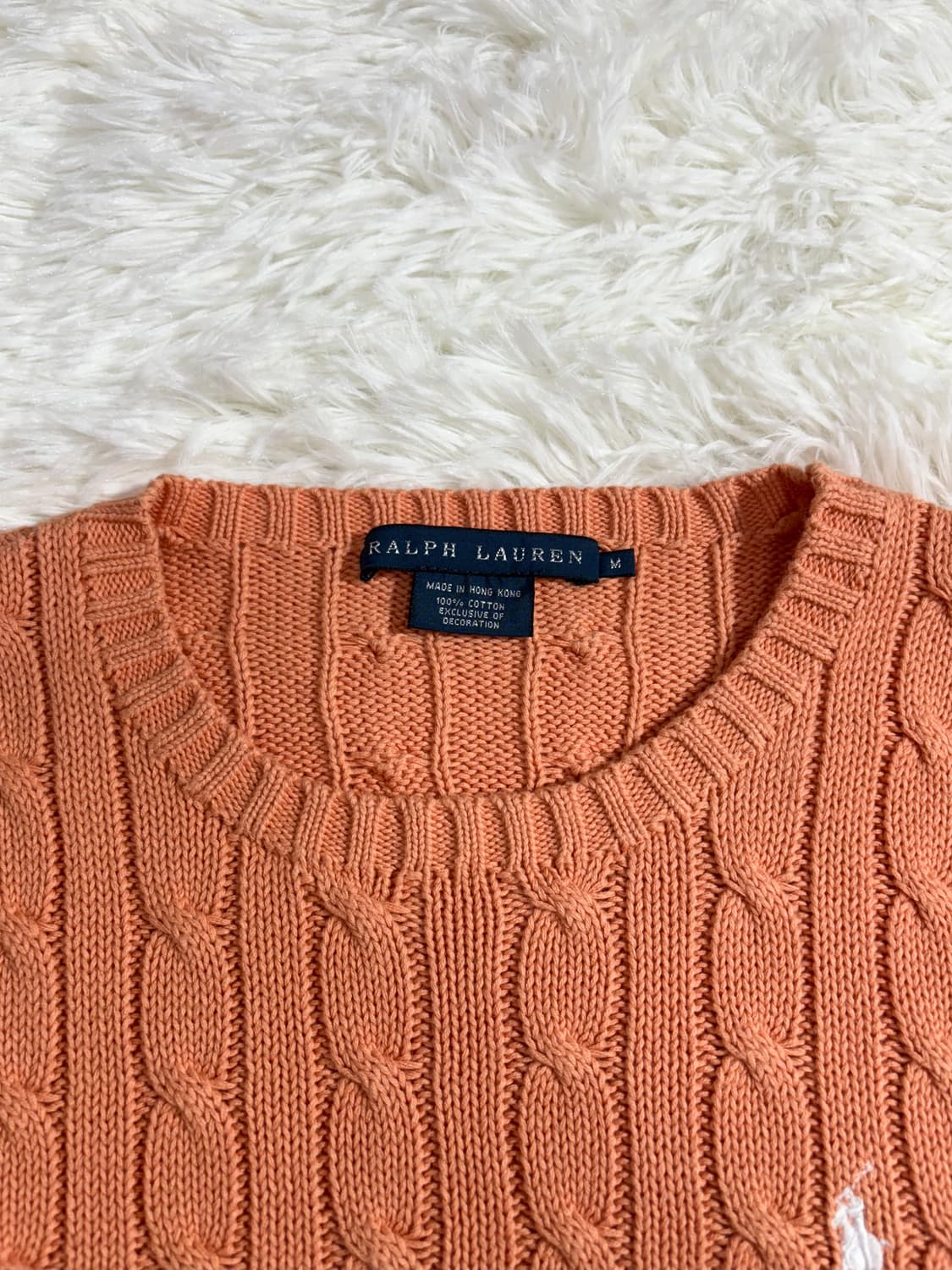 폴로 랄프로렌 화이트포니 피치 꽈배기 니트  상품이미지7