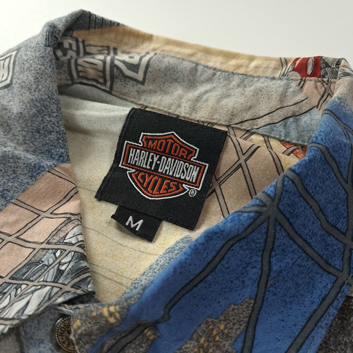 CK233 M 할리데이비슨x토리리처드 90s 미국판 비스코스 알로하 셔 상품이미지3