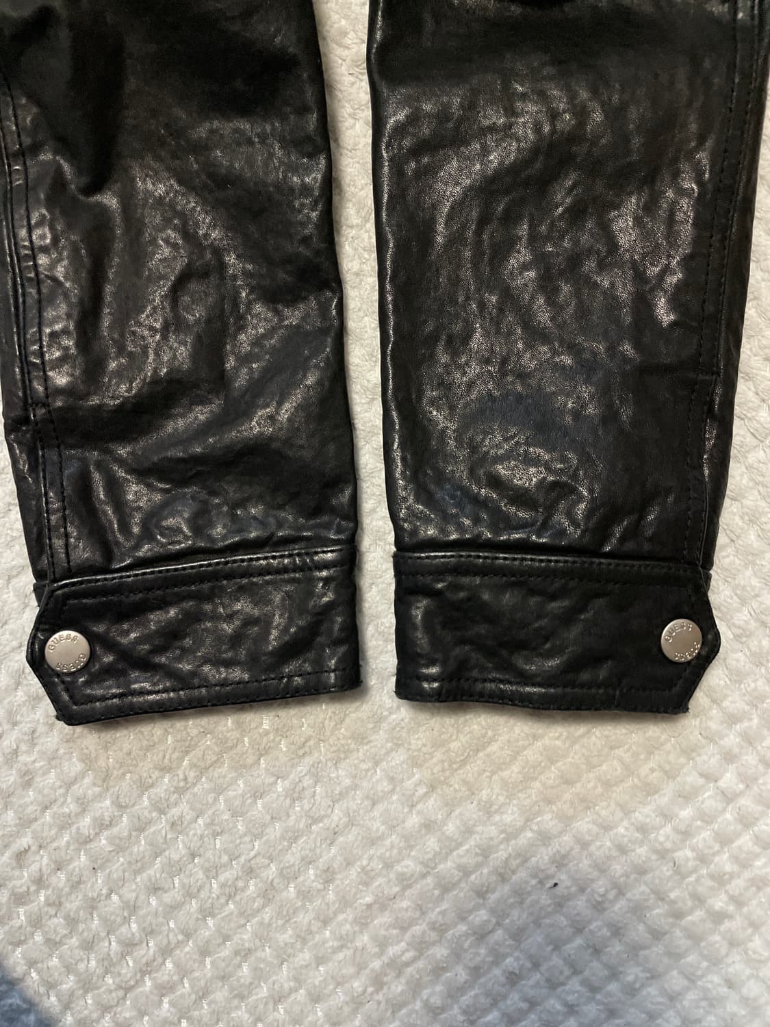 GUESS 웨스턴 무드 쉽스킨 양가죽 바이커 절개 레더 자켓 상품이미지6