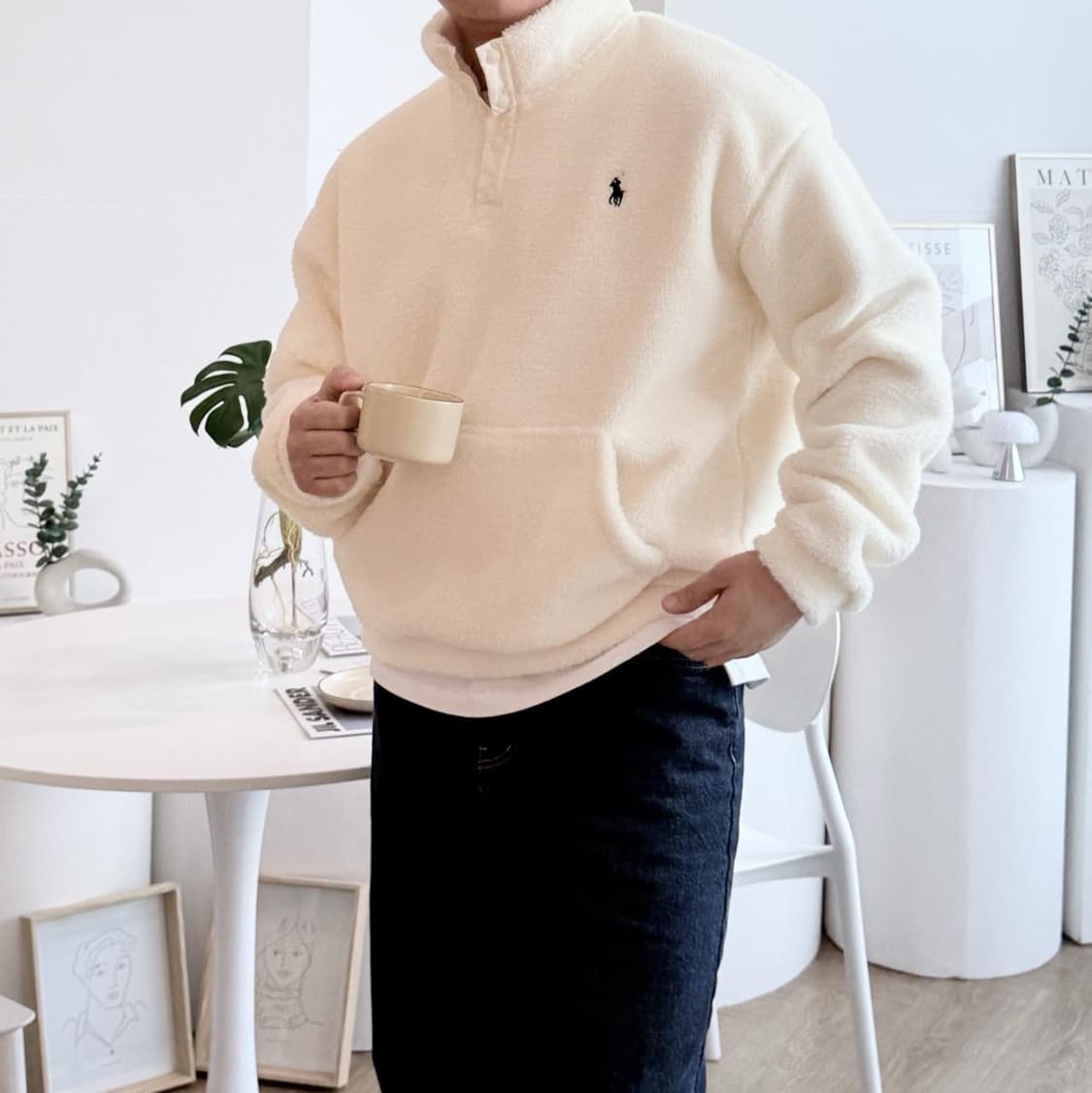[xl]폴로 플리스 모크넥 풀오버 베이지 상품이미지2