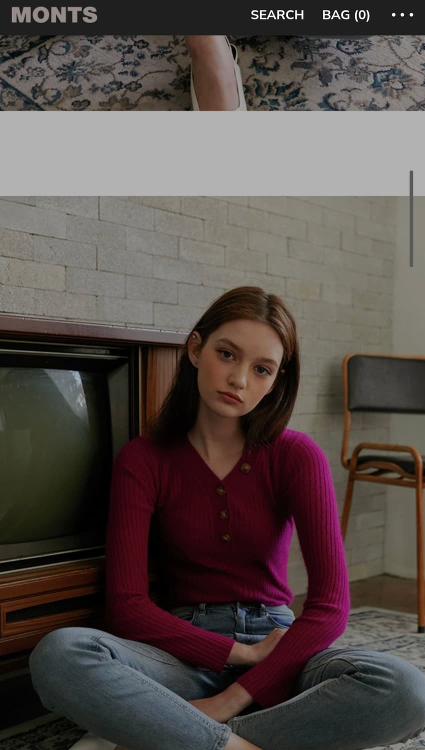 [MONTS] 몬츠783 버튼 브이넥 앙고라 니트 (퍼플) 상품이미지1