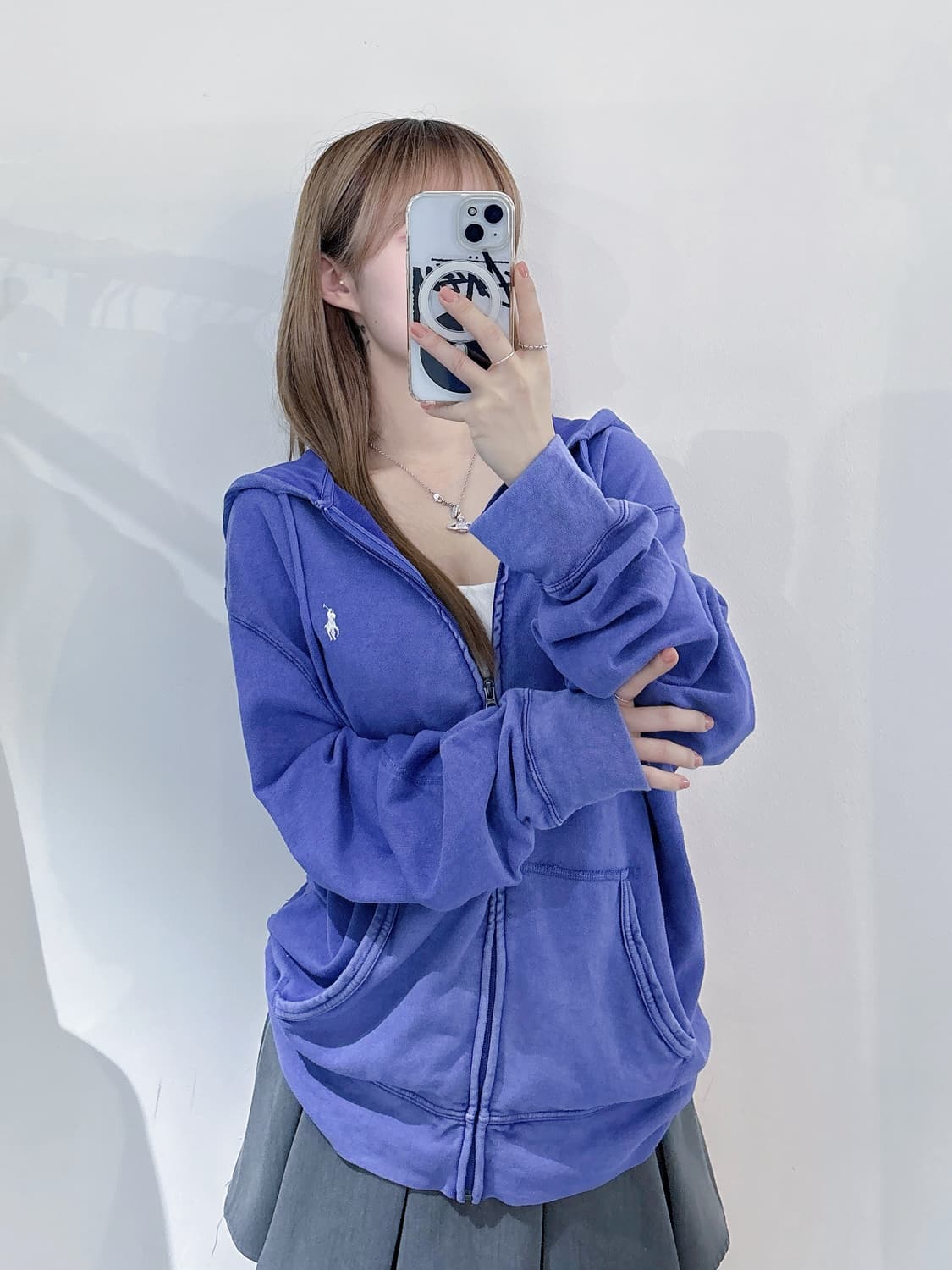 폴로랄프로렌 qr 화이트포니 워싱 후드집업 상품이미지2