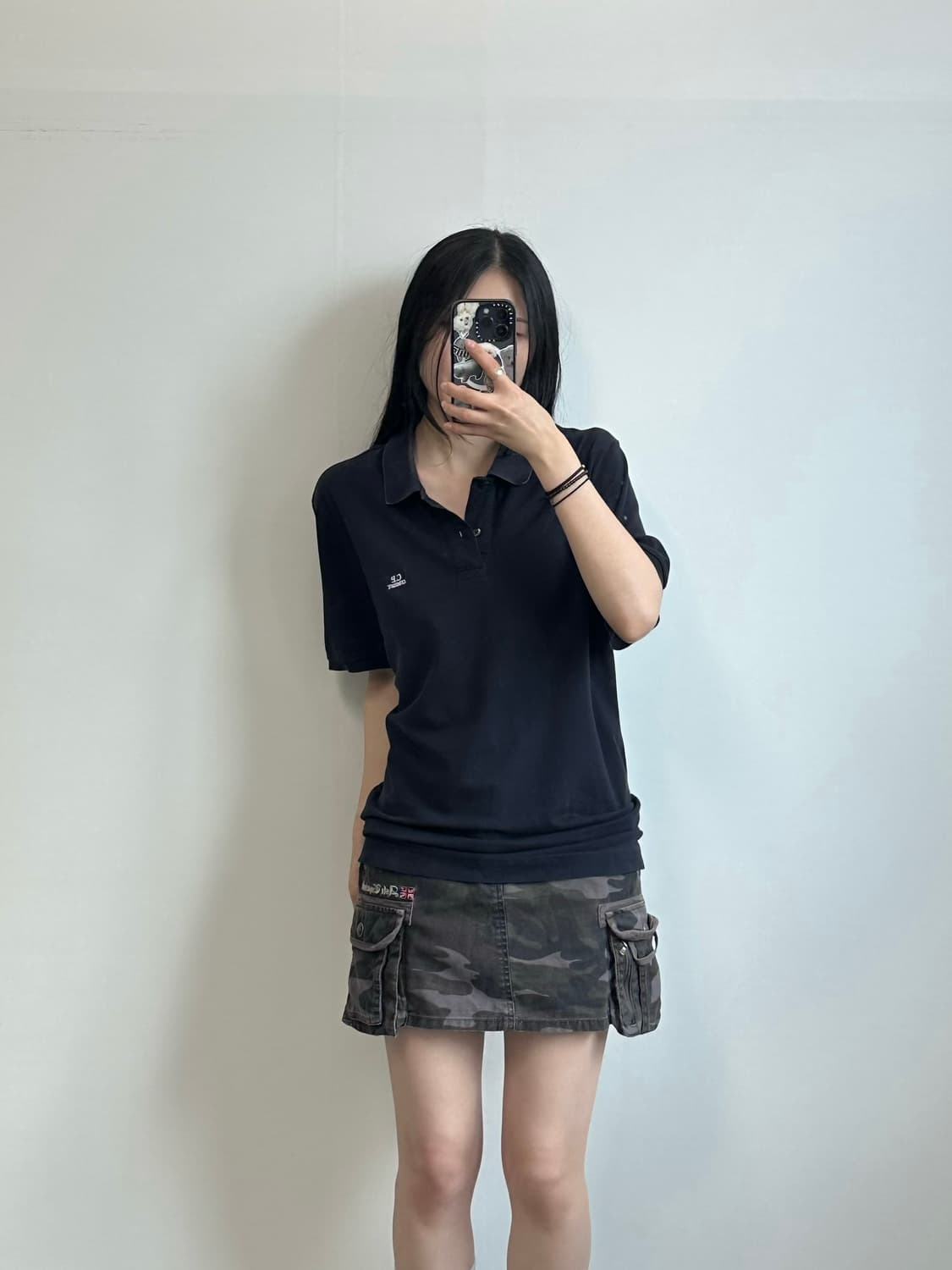 Cp컴퍼니 자수로고 블랙 피케 반팔 카라 티셔츠 상품이미지1